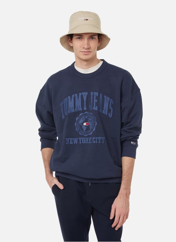 Oversized cotton fleece sweatshirt Blue by TOMMY HILFIGER TOMMY HILFIGER Oversized cotton fleece sweatshirt Blue