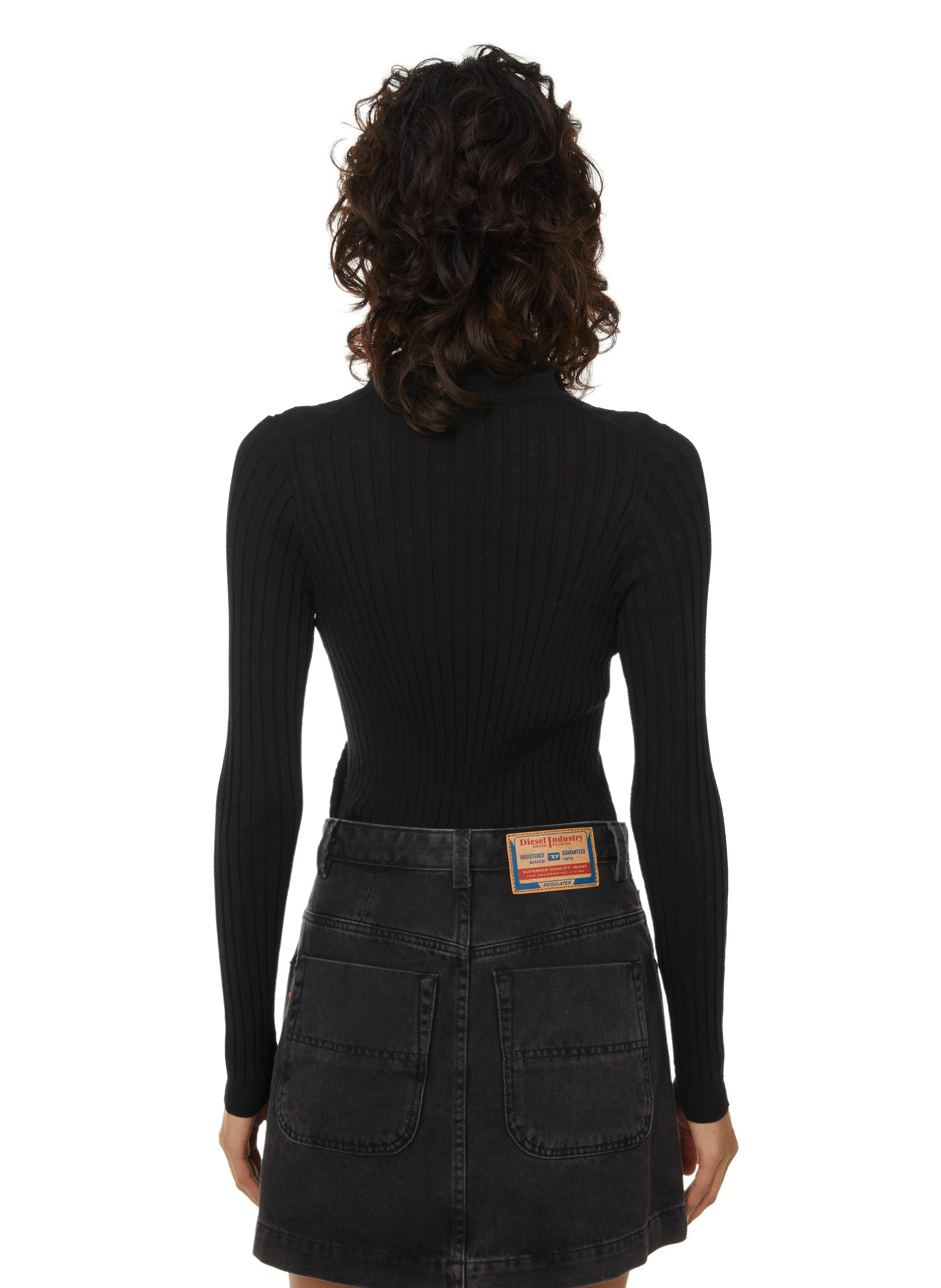 Cardigan côtelé en coton CRUSH COLLECTION Noir