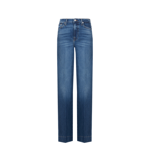 7 For All Mankind Flared Cotton Jeans In Blue