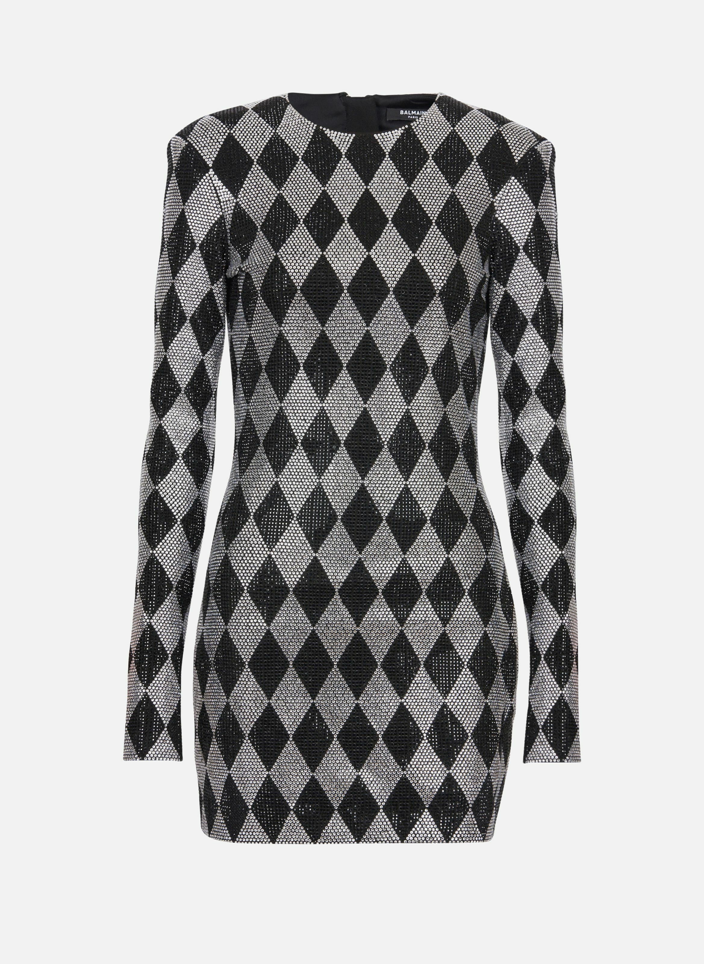 Robe courte en strass diamond BALMAIN Noir