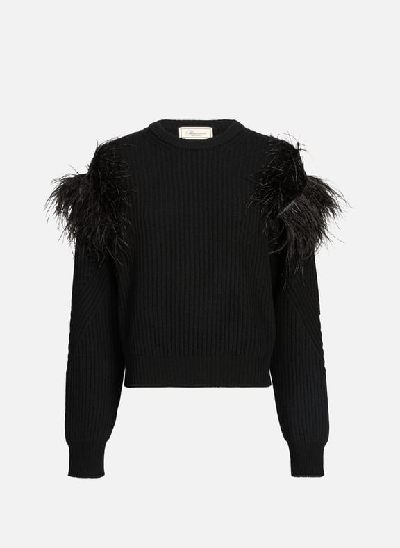 Pull en laine à plumes Noir by BLUMARINE BLUMARINE Pull en laine à plumes Noir
