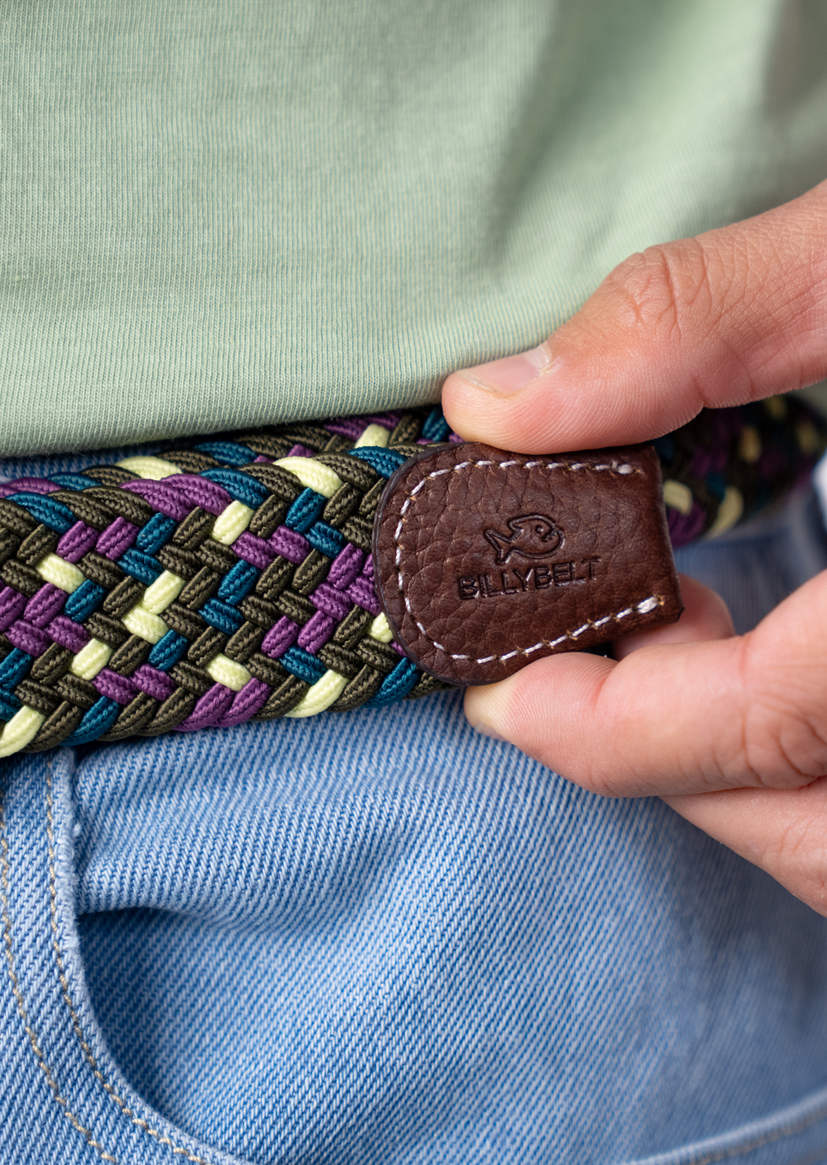 Ceinture tressée élastique multicolore BILLYBELT Multicolore