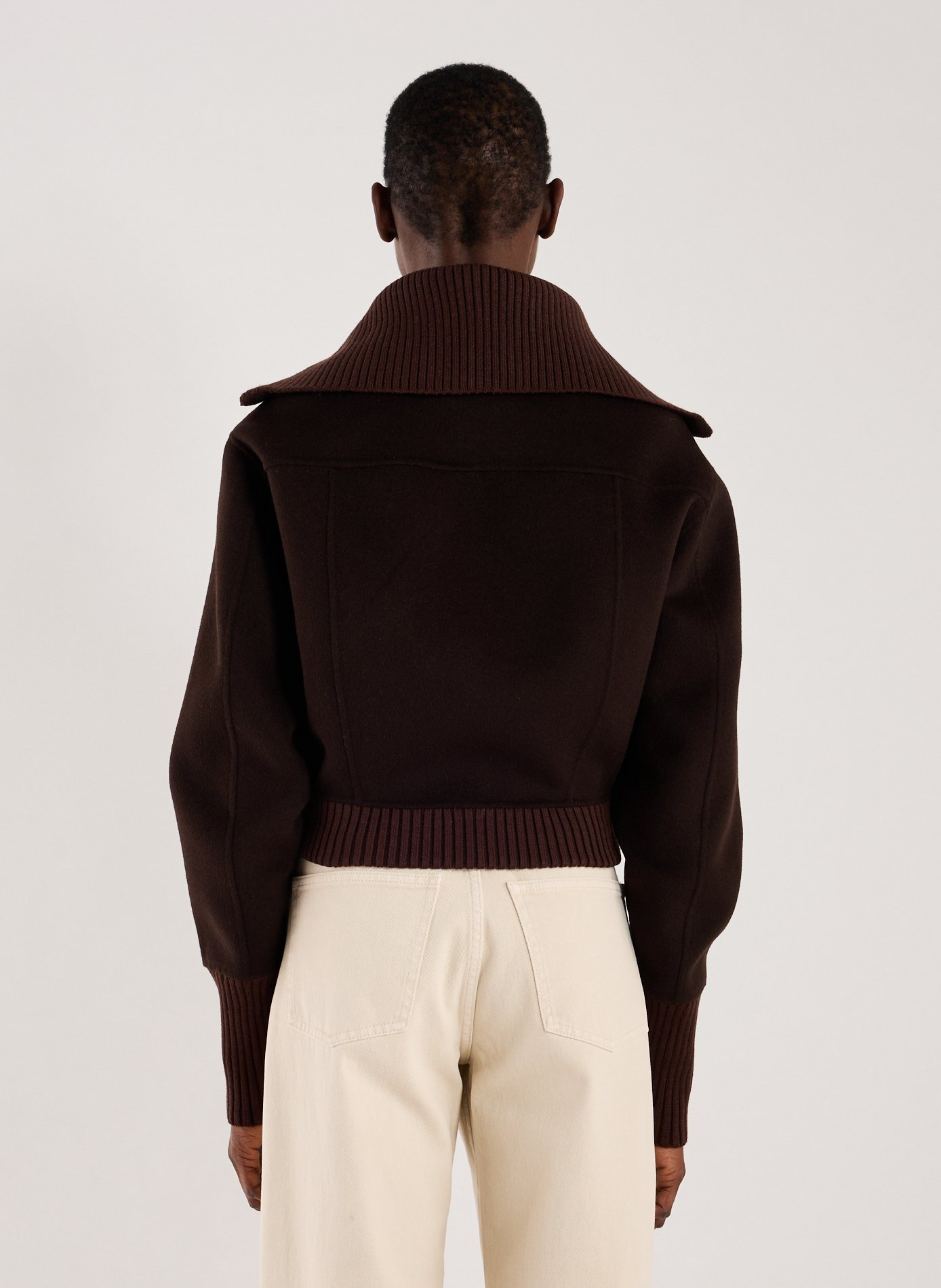 Veste courte en laine et cachemire VICTORIA BECKHAM Marron