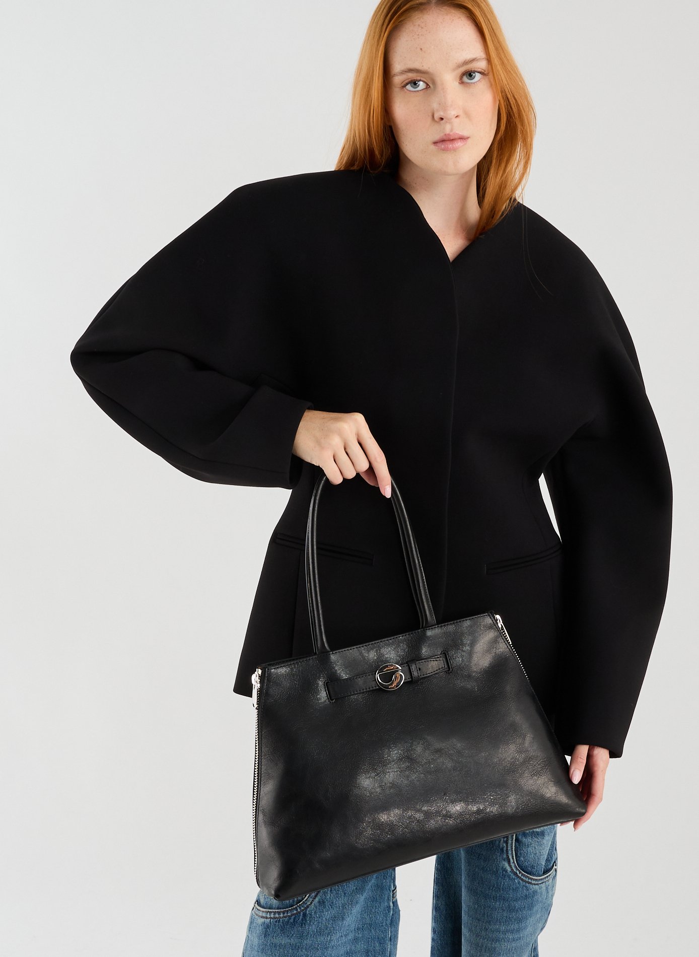 Leather baguette bag COPERNI Black