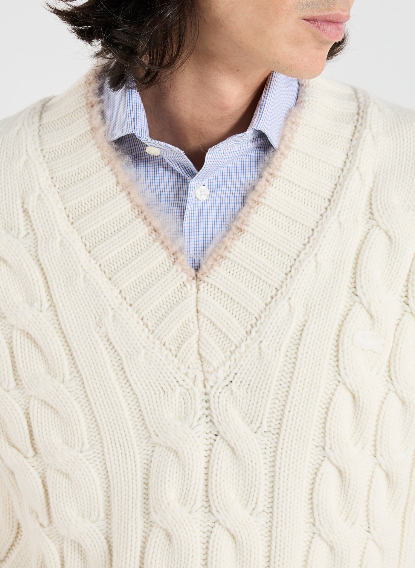 Sleeveless twisted wool sweater LACOSTE White