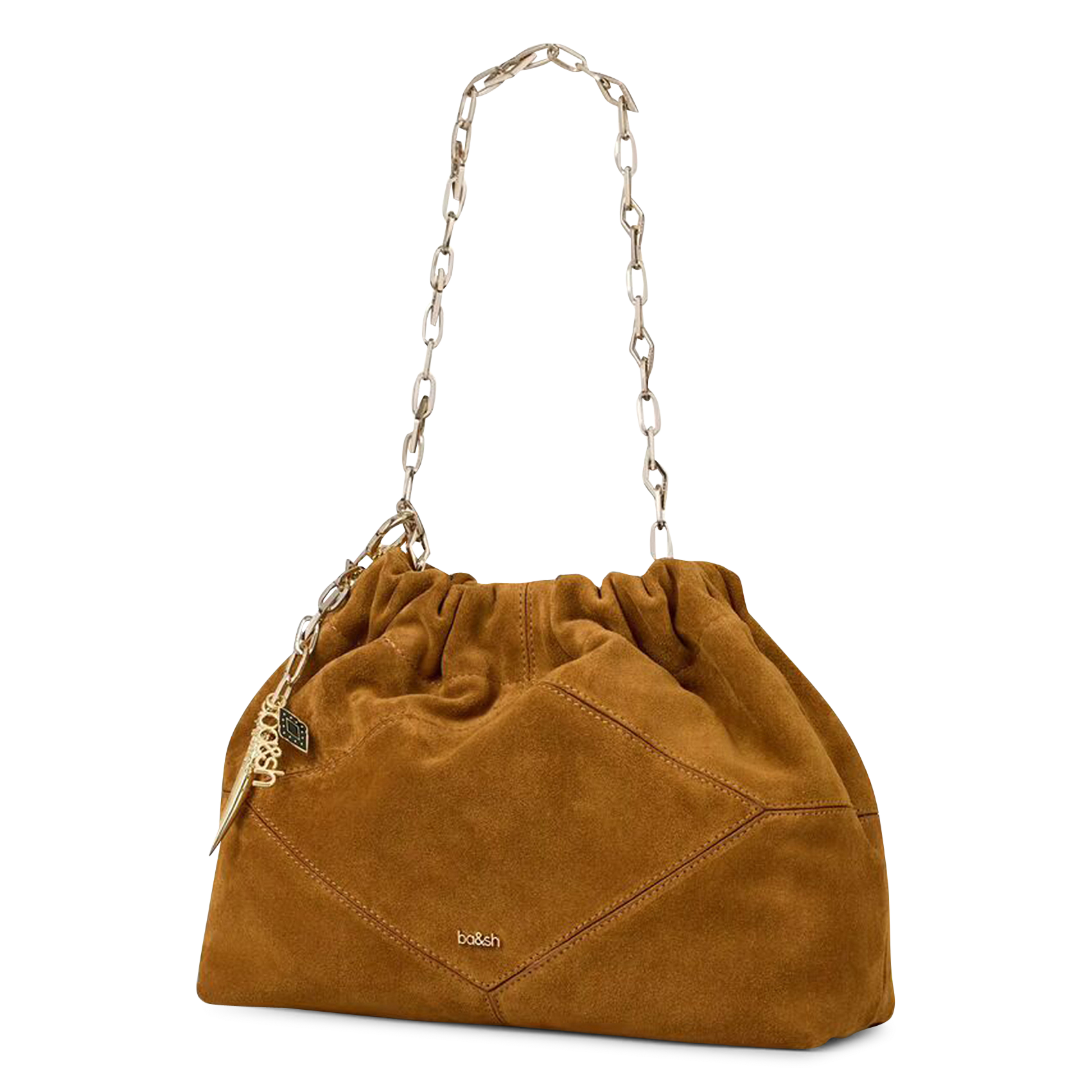 Sac porté épaule en cuir mini june tote BA&SH Marron