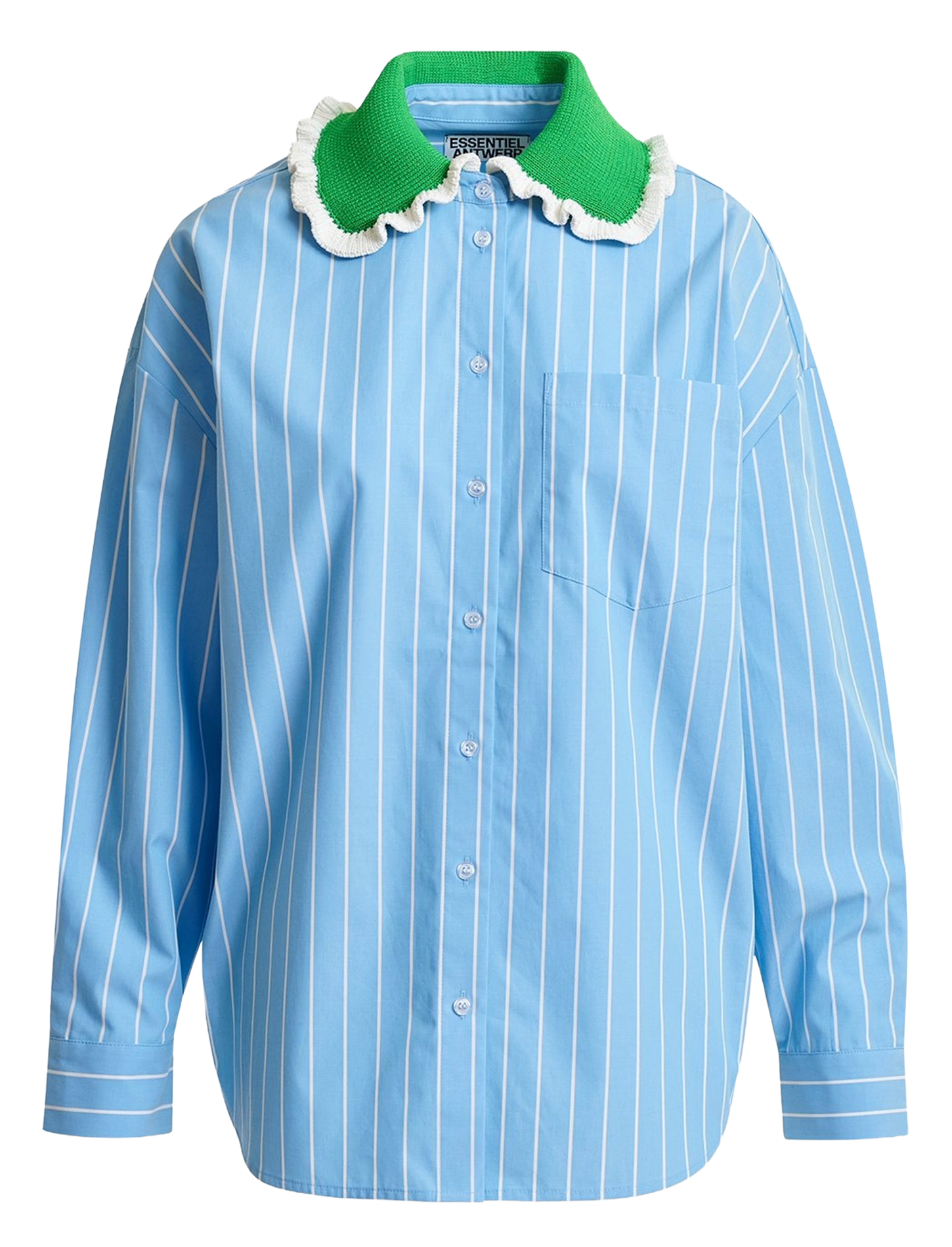 Chemise oversize col classique en coton rayé joyful ESSENTIEL ANTWERP Bleu