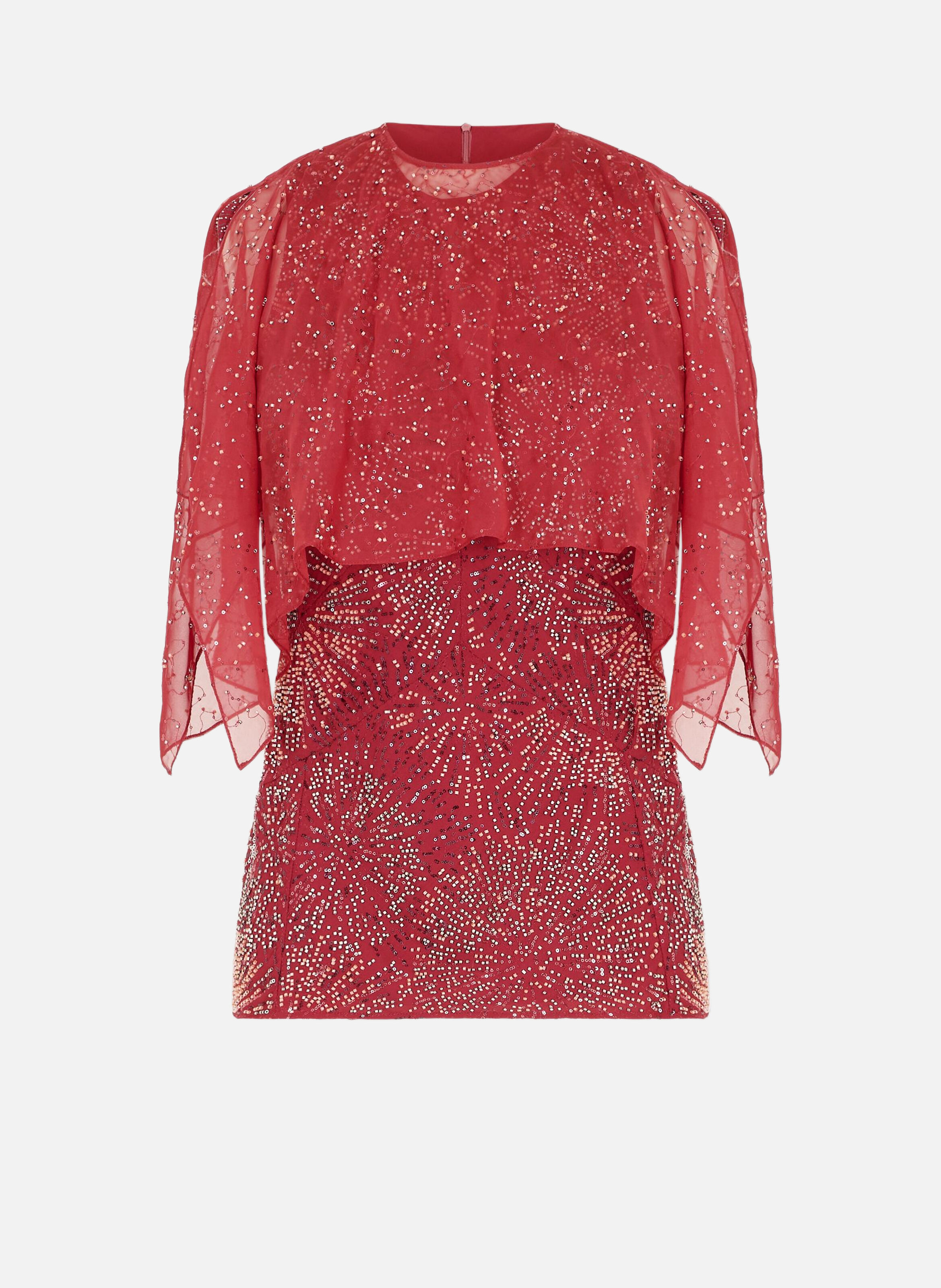 Top en crêpe avec broderies de perles RABANNE Rouge