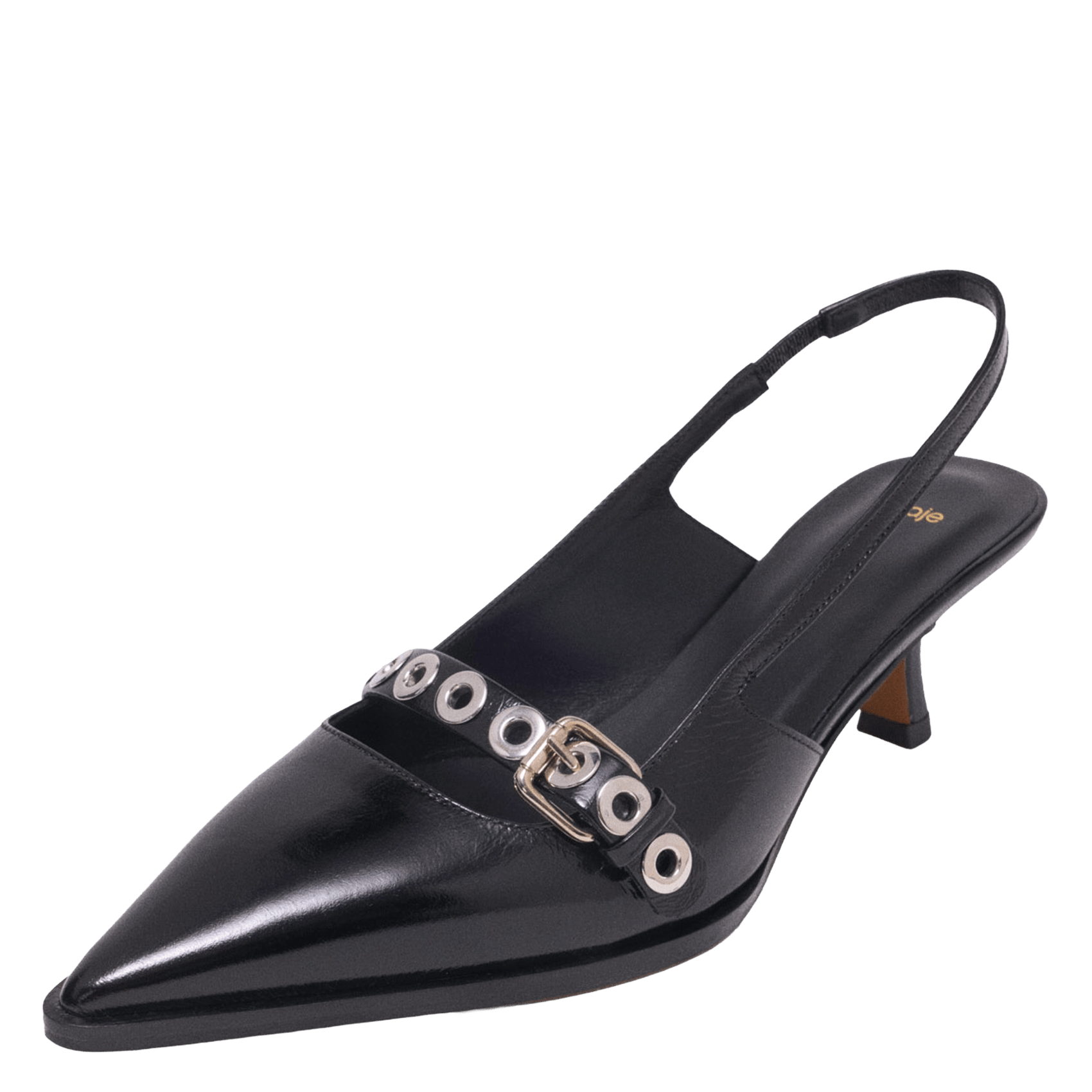 Escarpins slingback en cuir lisse Noir