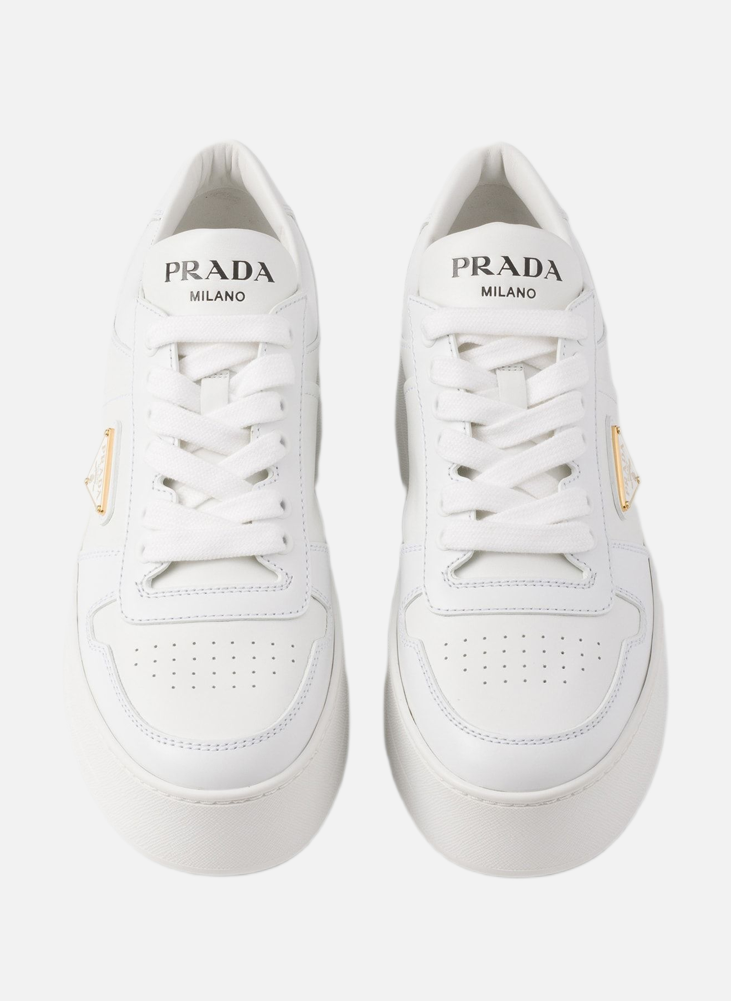 Sneakers downtown bold en cuir PRADA Blanc