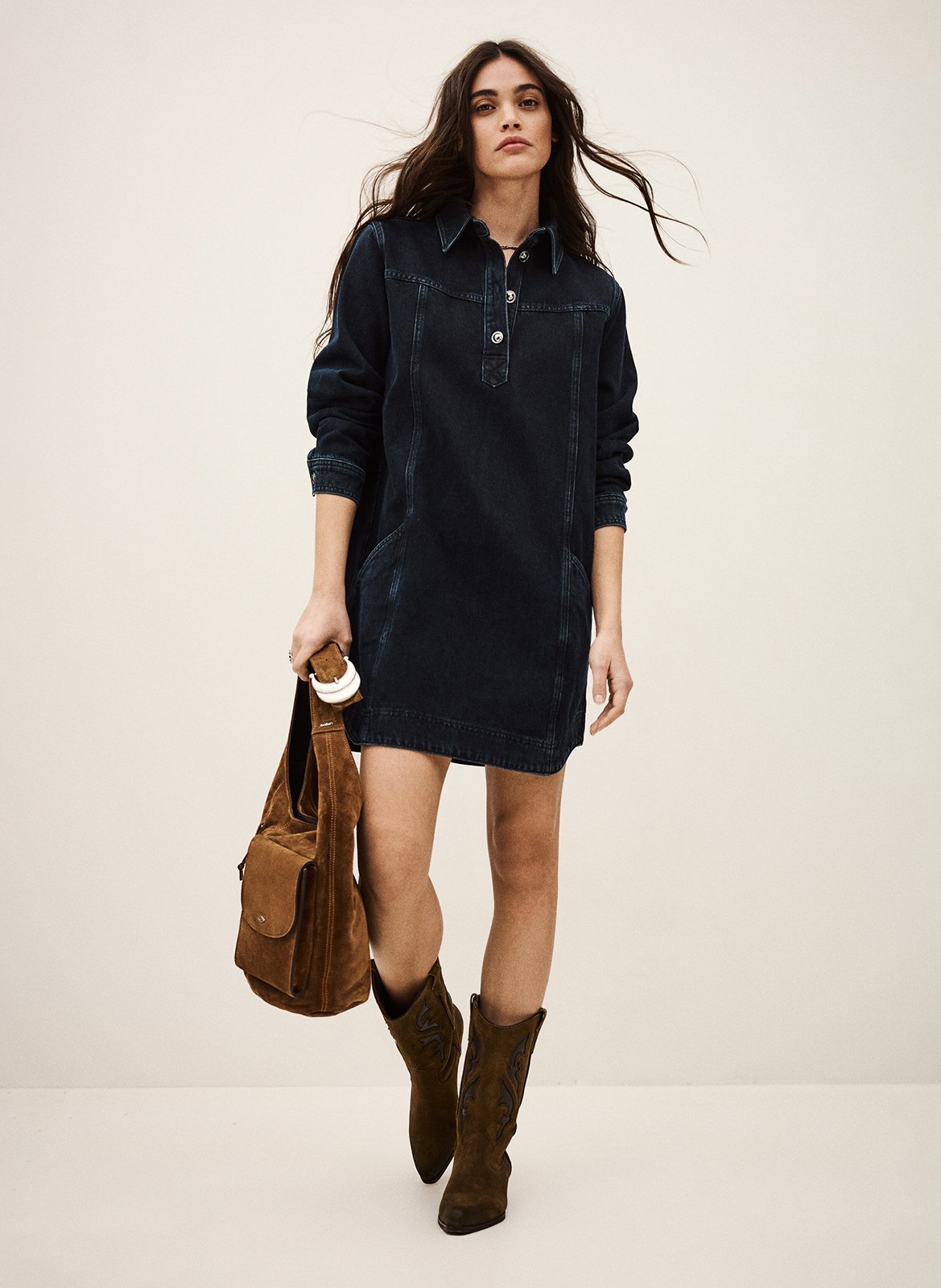 Robe courte chemise en jean tona BA&SH Bleu