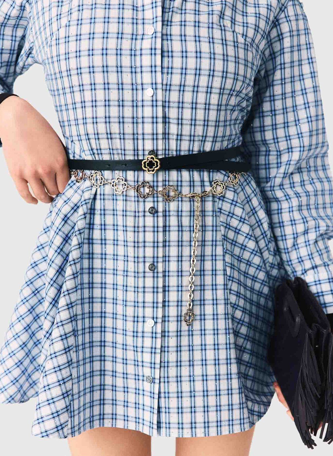 Robe courte à carreaux MAJE Bleu