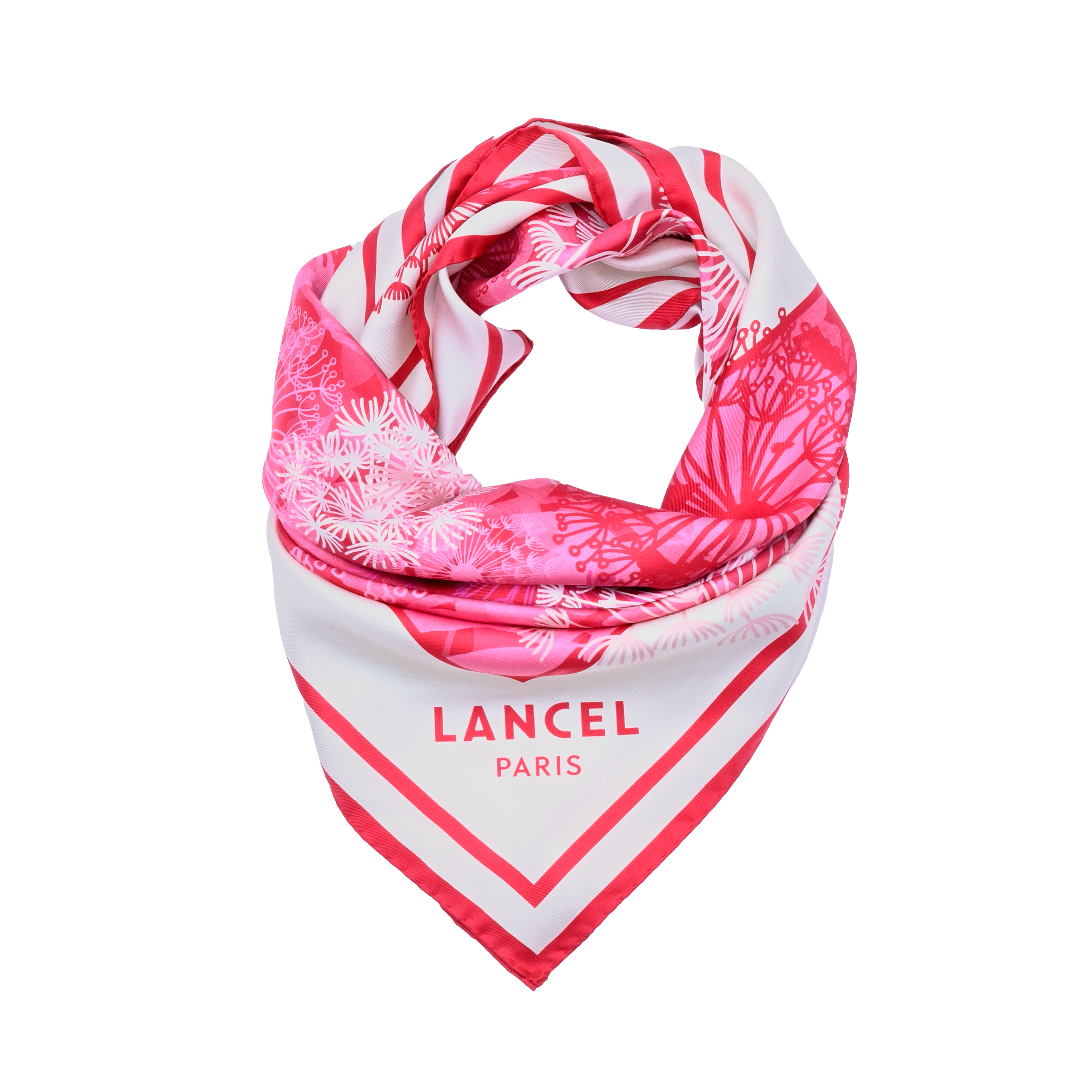 Carré de soie 90 motif fireworks de lancel en soie LANCEL Rose