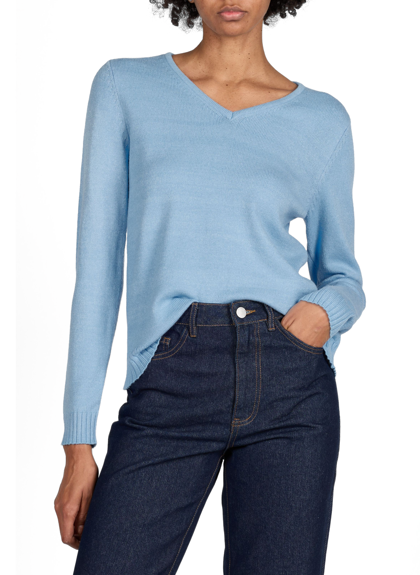 Ribbed V-neck sweater VILA Blue