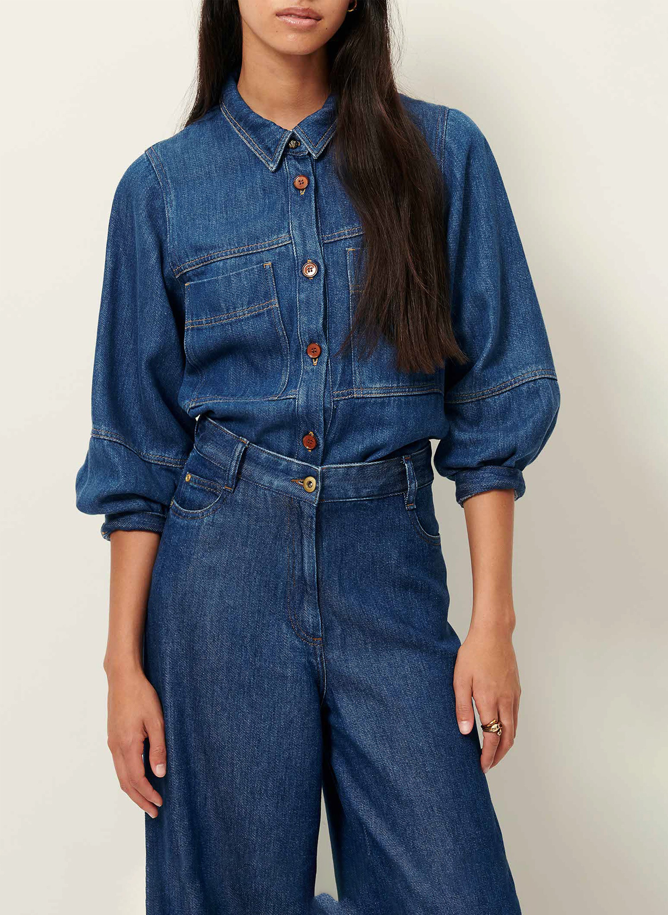 Veste col classique en jean leone SESSUN Bleu