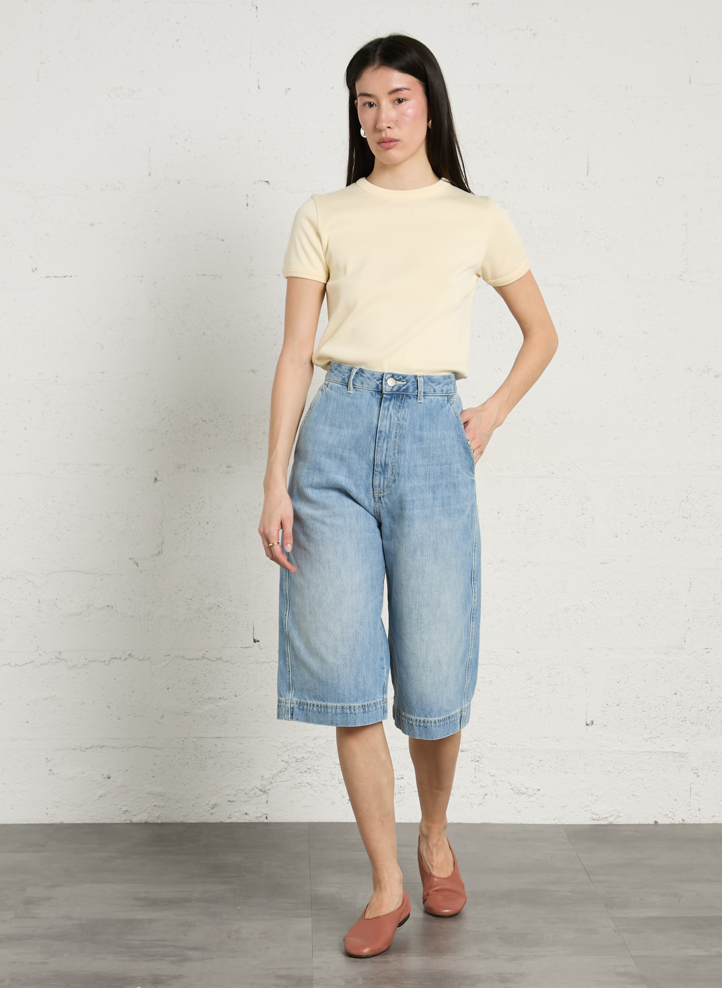 Tee-shirt droit col rond en coton bio aristide SOEUR Jaune