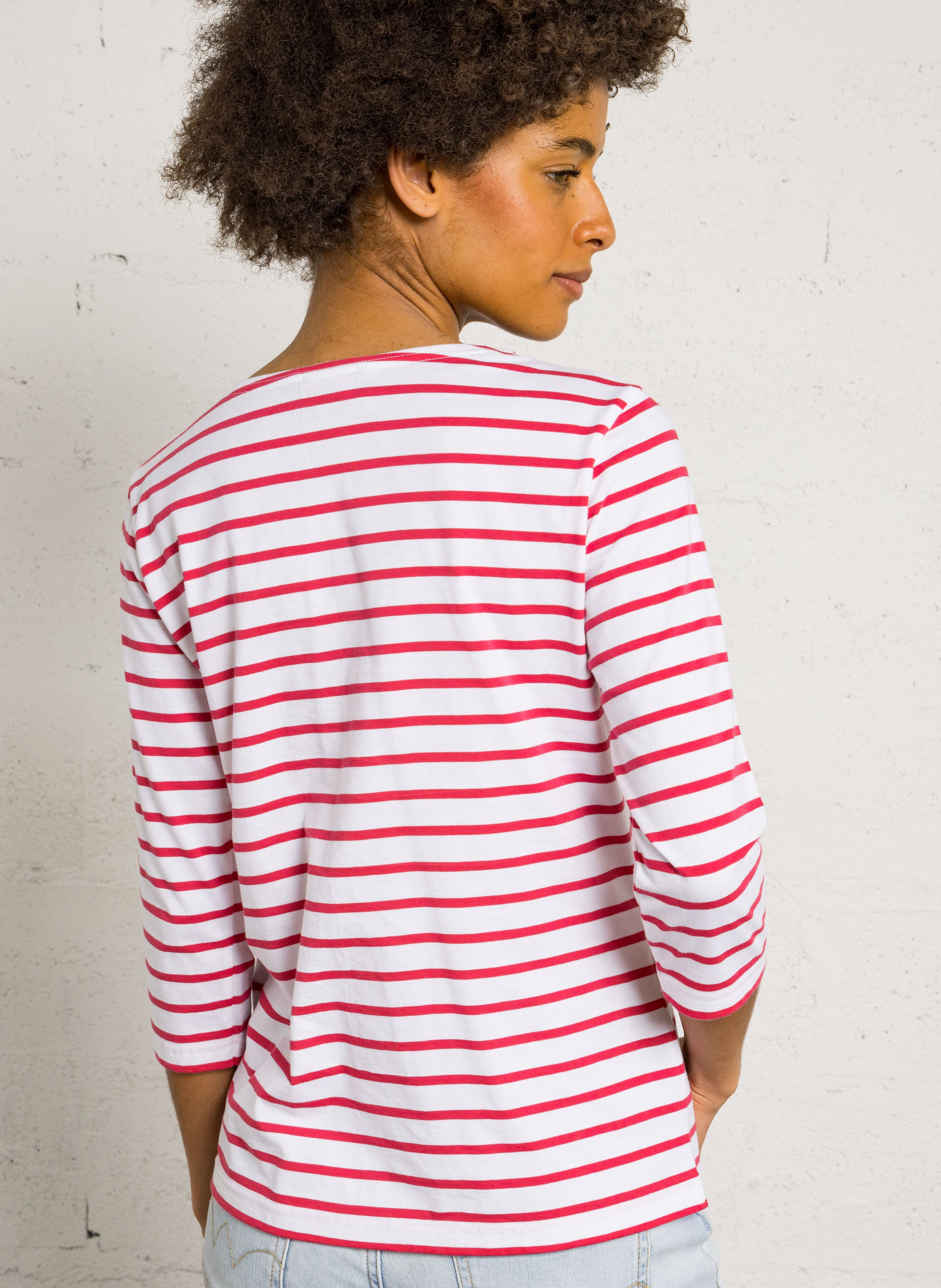 Tee-shirt droit col rond en coton ARMOR-LUX Blanc