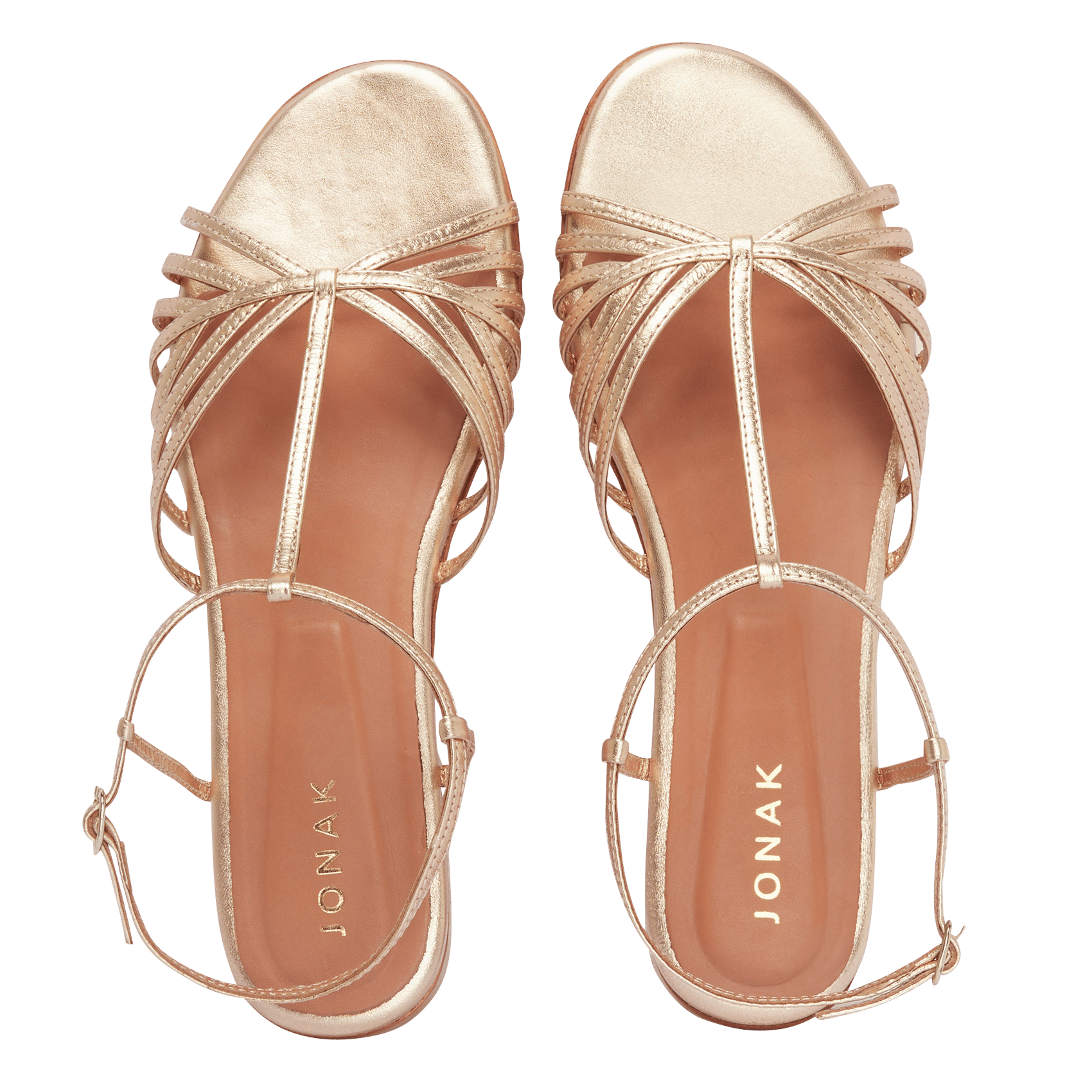 Sandales plates en cuir wallonie JONAK Doré