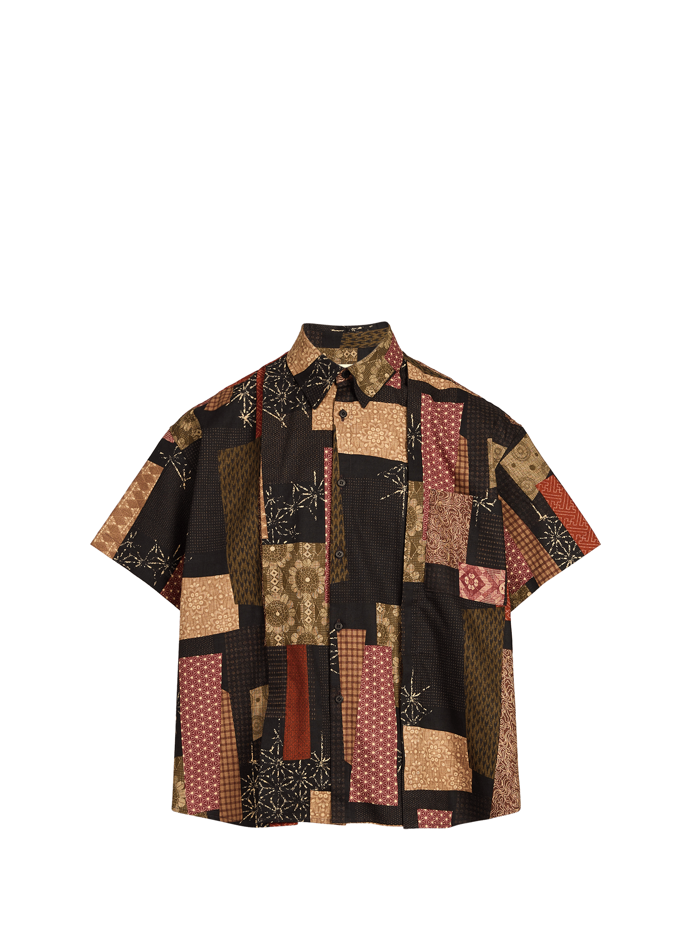 Short-sleeved cotton patchwork shirt WANSIE Multicolour