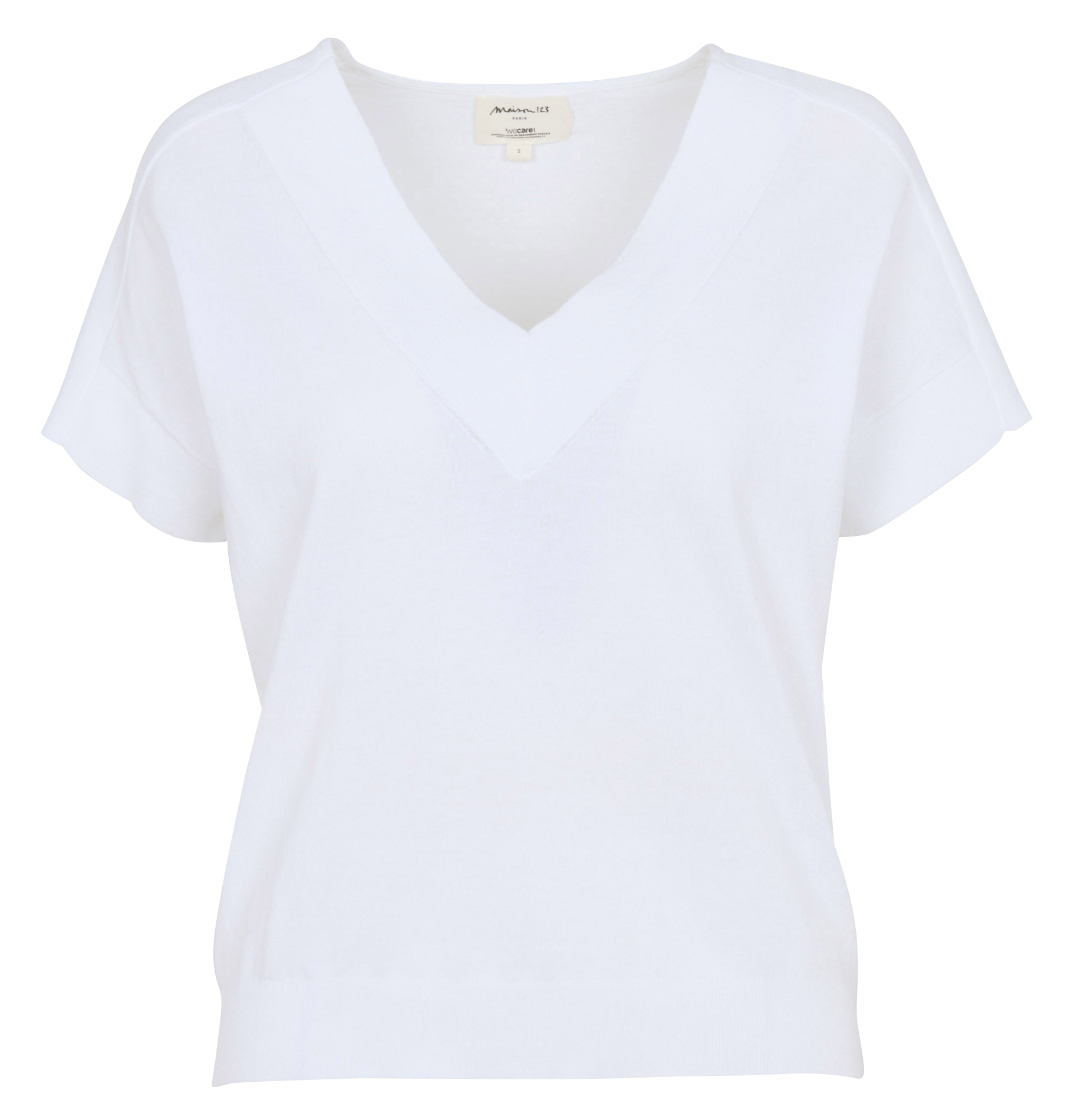 Top oversize col v en coton pretty Blanc