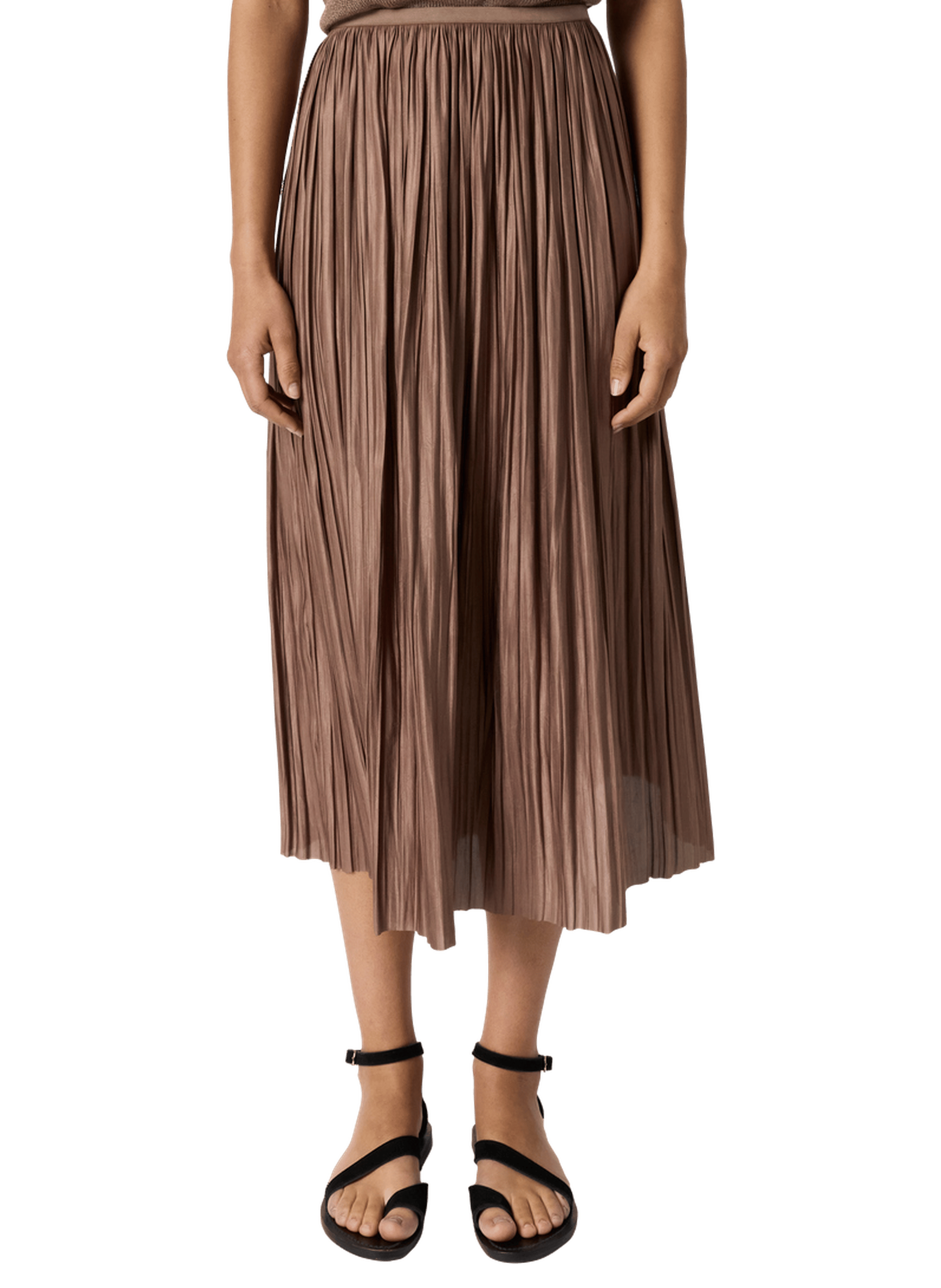 Jupe midi satinée plissée - jocelyne GERARD DAREL Marron