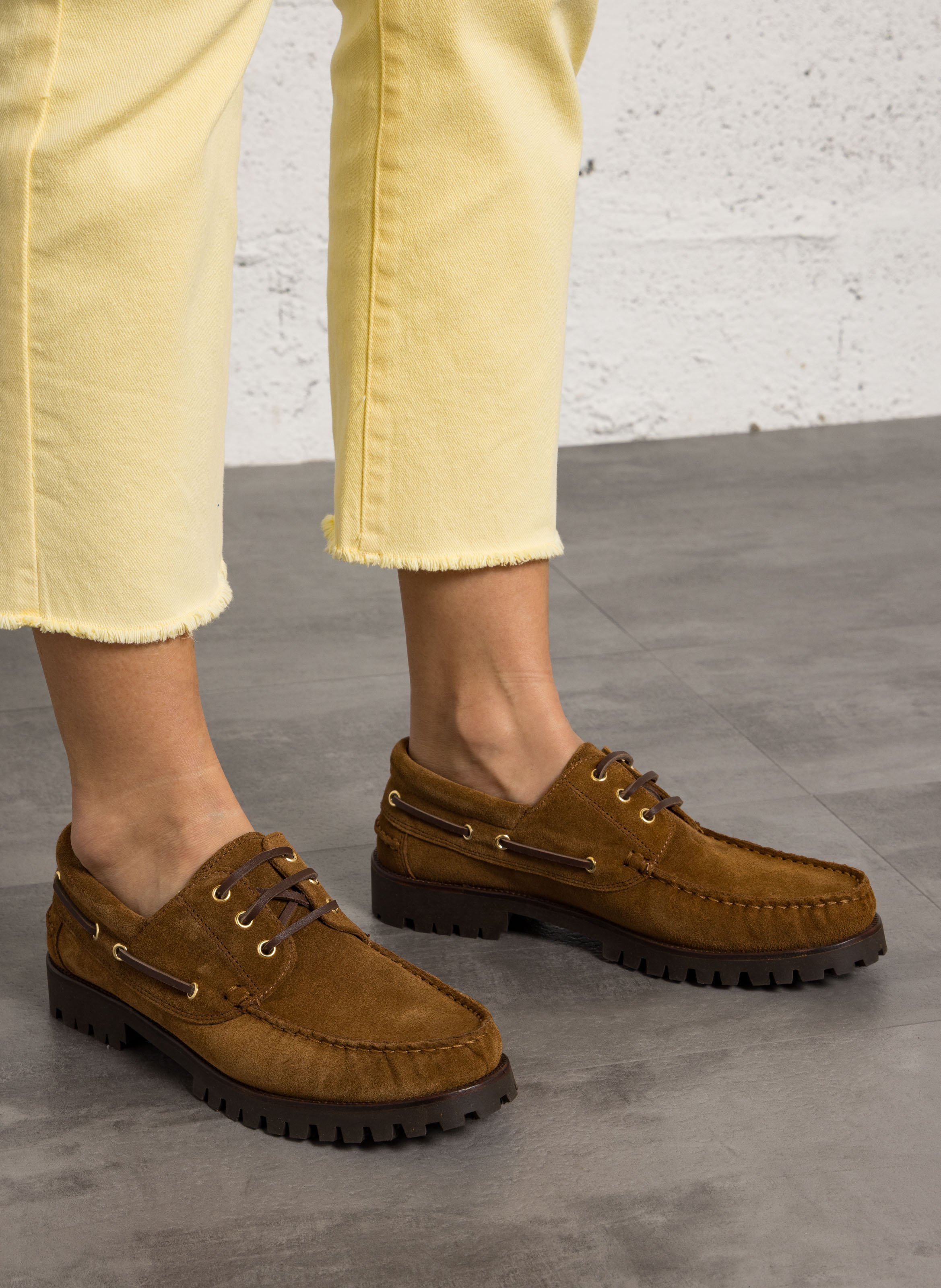 Chaussures bateau en cuir betlem BOBBIES Marron