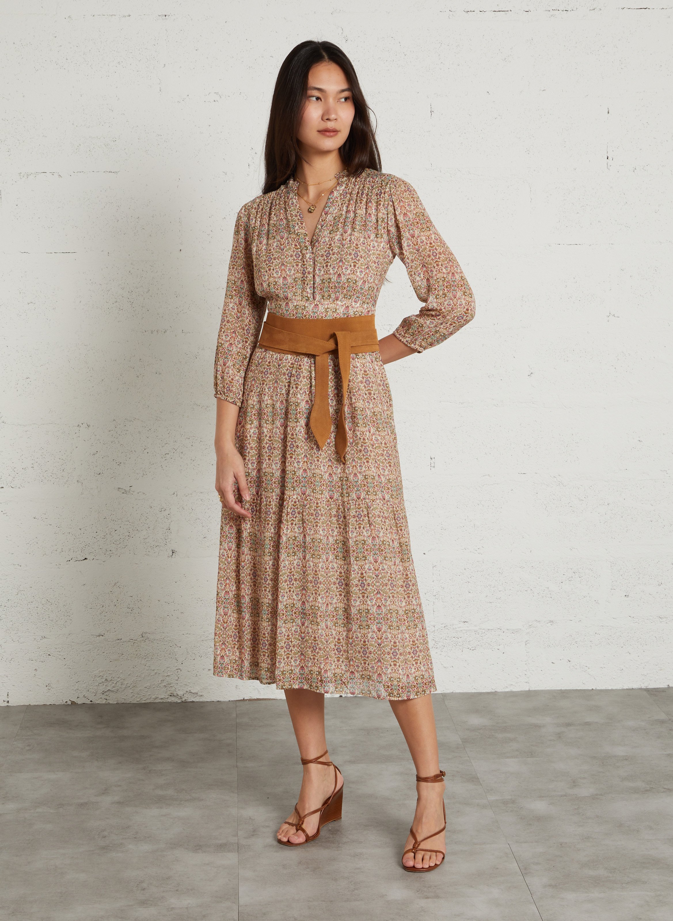 Ceinture large en cuir suédé elias MAISON 123 Beige
