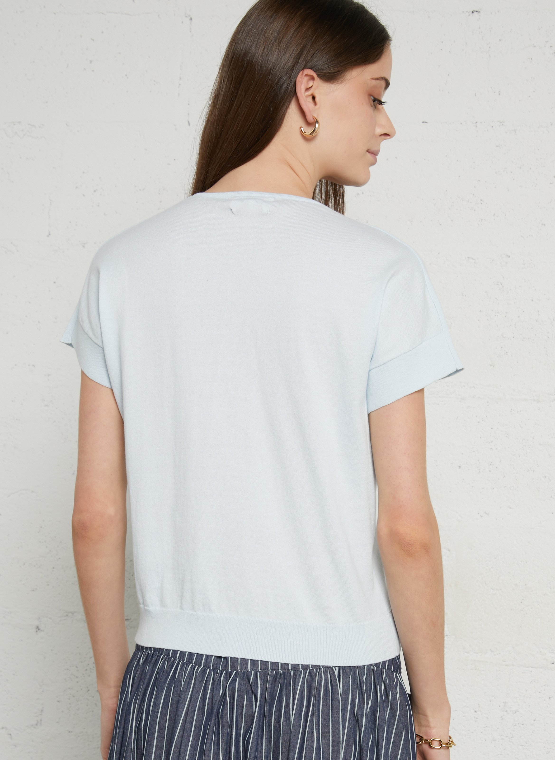 Top oversize col v en coton pretty | Bleu MAISON 123 Femme