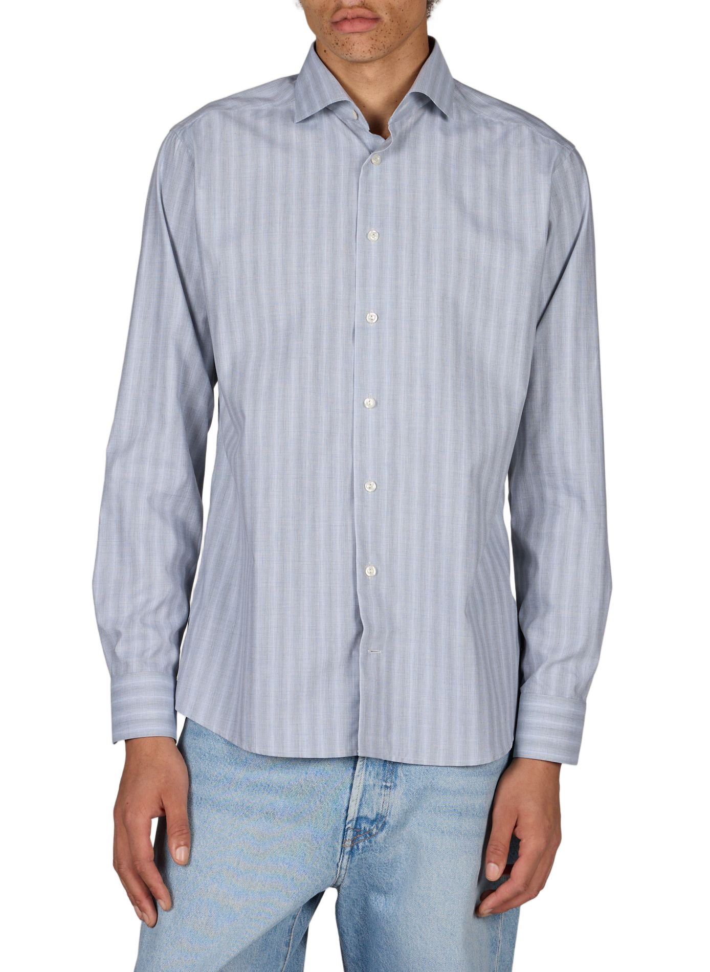 Long-sleeved cotton checkered shirt ETON Grey