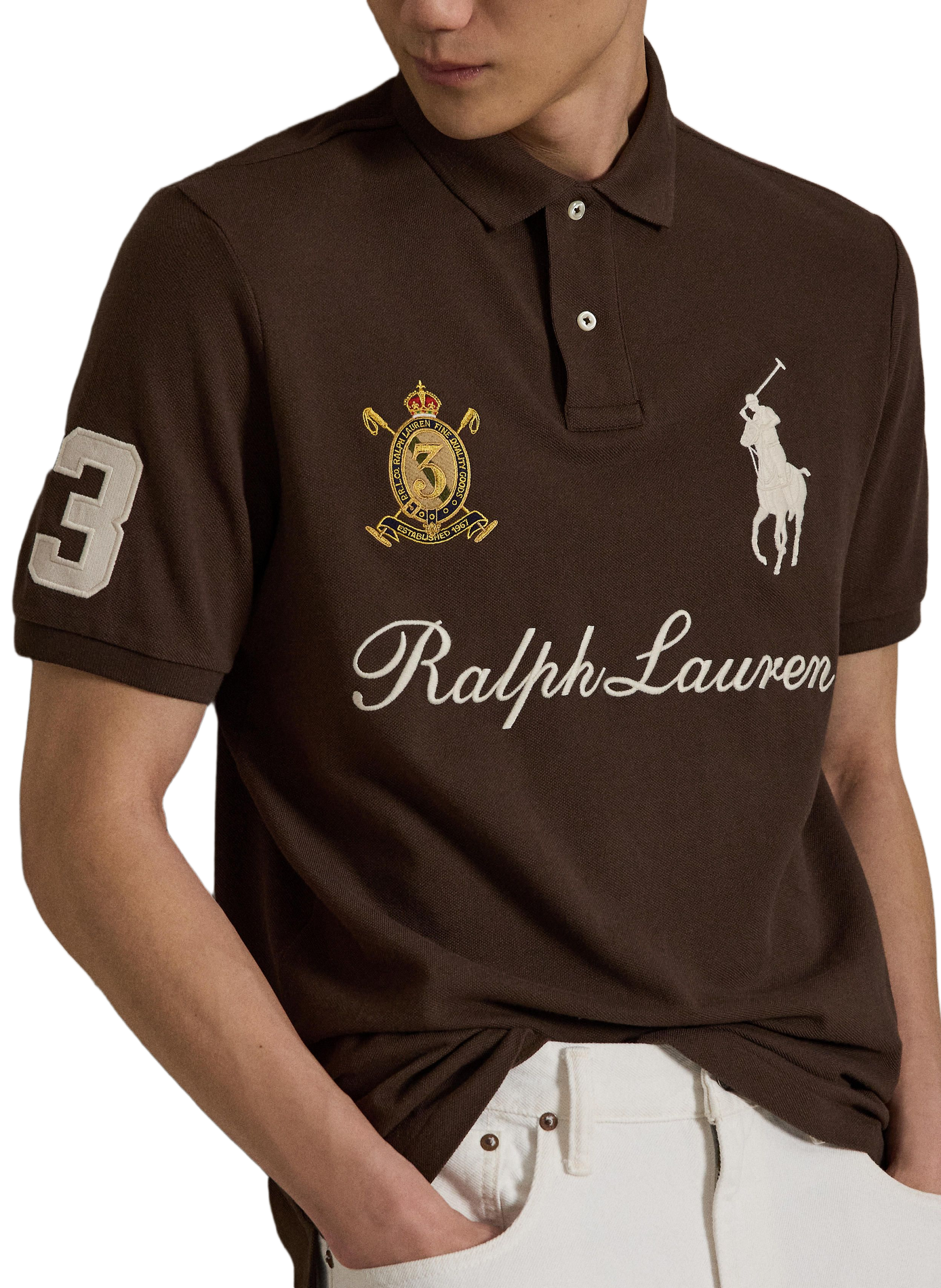 Piqué polo with embroidered logo. POLO RALPH LAUREN Beige