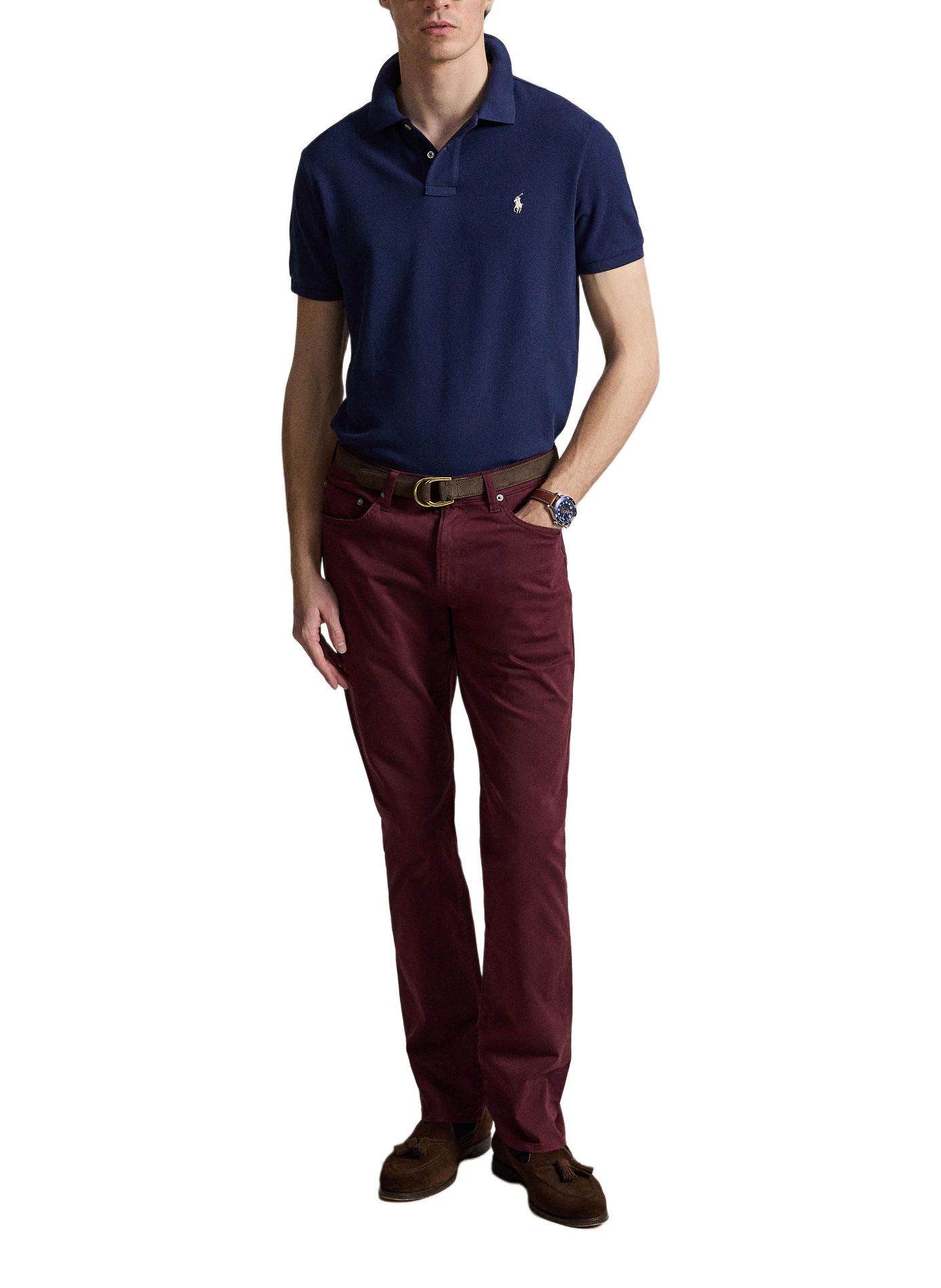 Polo droit en piqué de coton POLO RALPH LAUREN Bleu