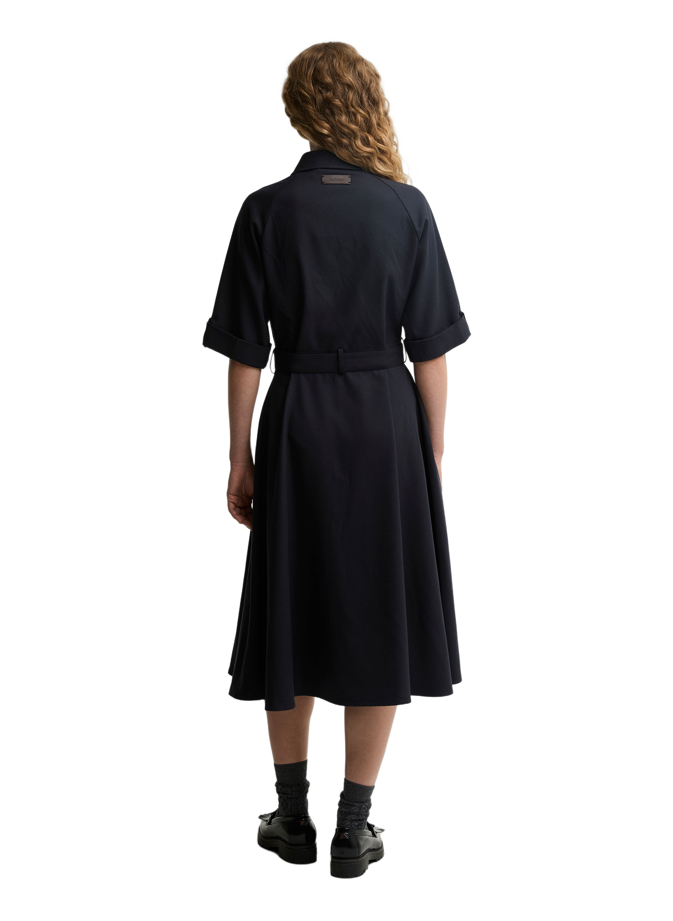 Midi-Kleid mit tailliertem Schnitt, klassischem Kragen und Reißverschluss BARBOUR Blau