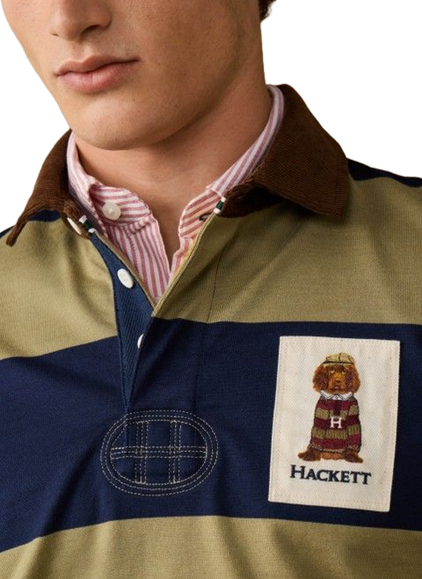 Long-sleeved cotton polo shirt HACKETT Blue