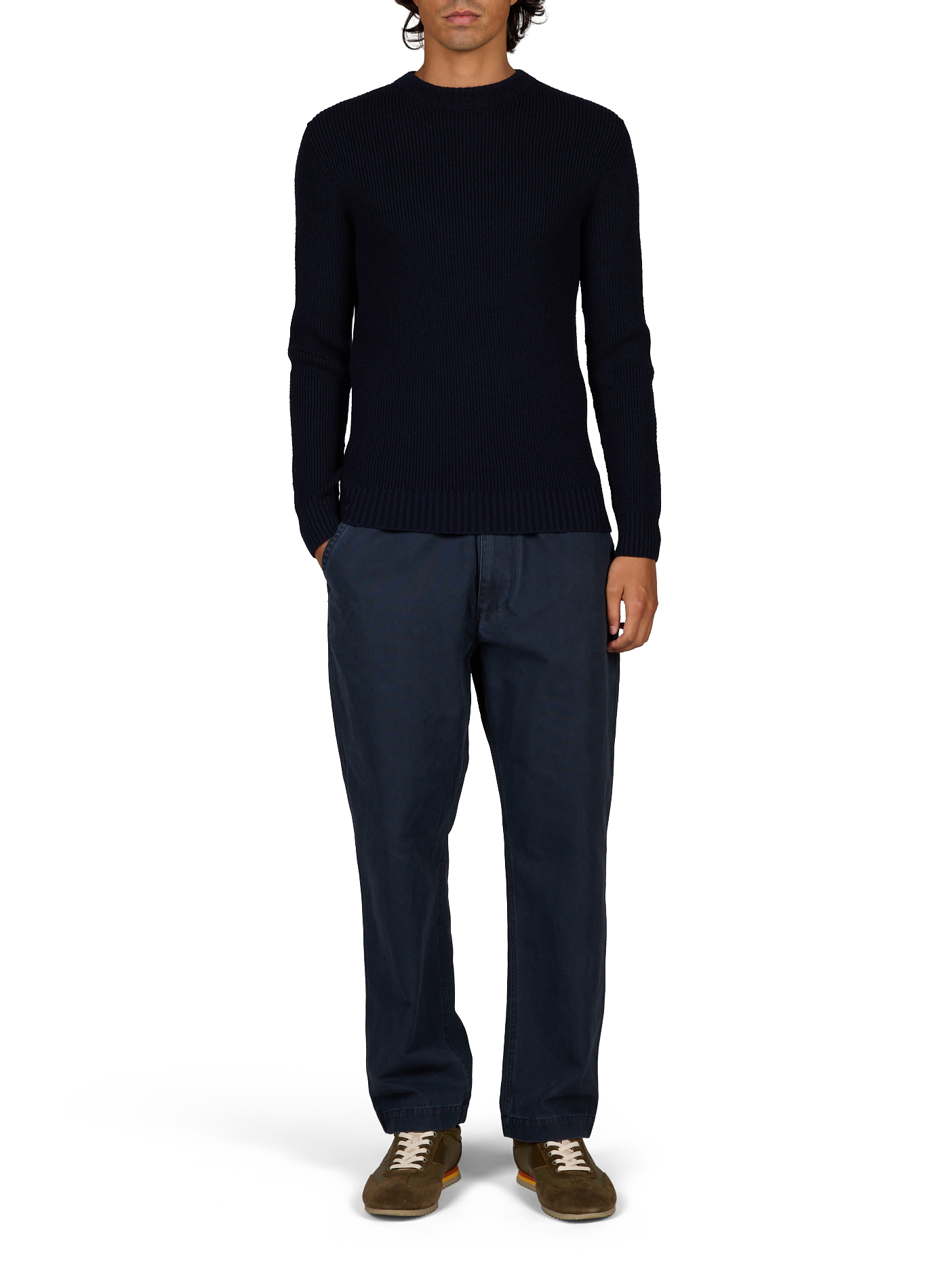 Ribbed Wool Chevrets Pullover CÉZEMBRE Blue