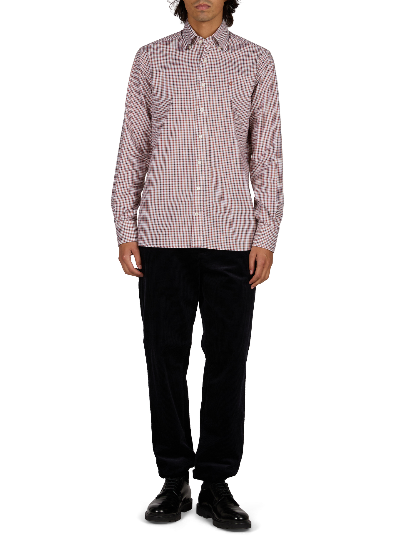 Chemise droit col boutonné à carreaux en coton HACKETT Orange