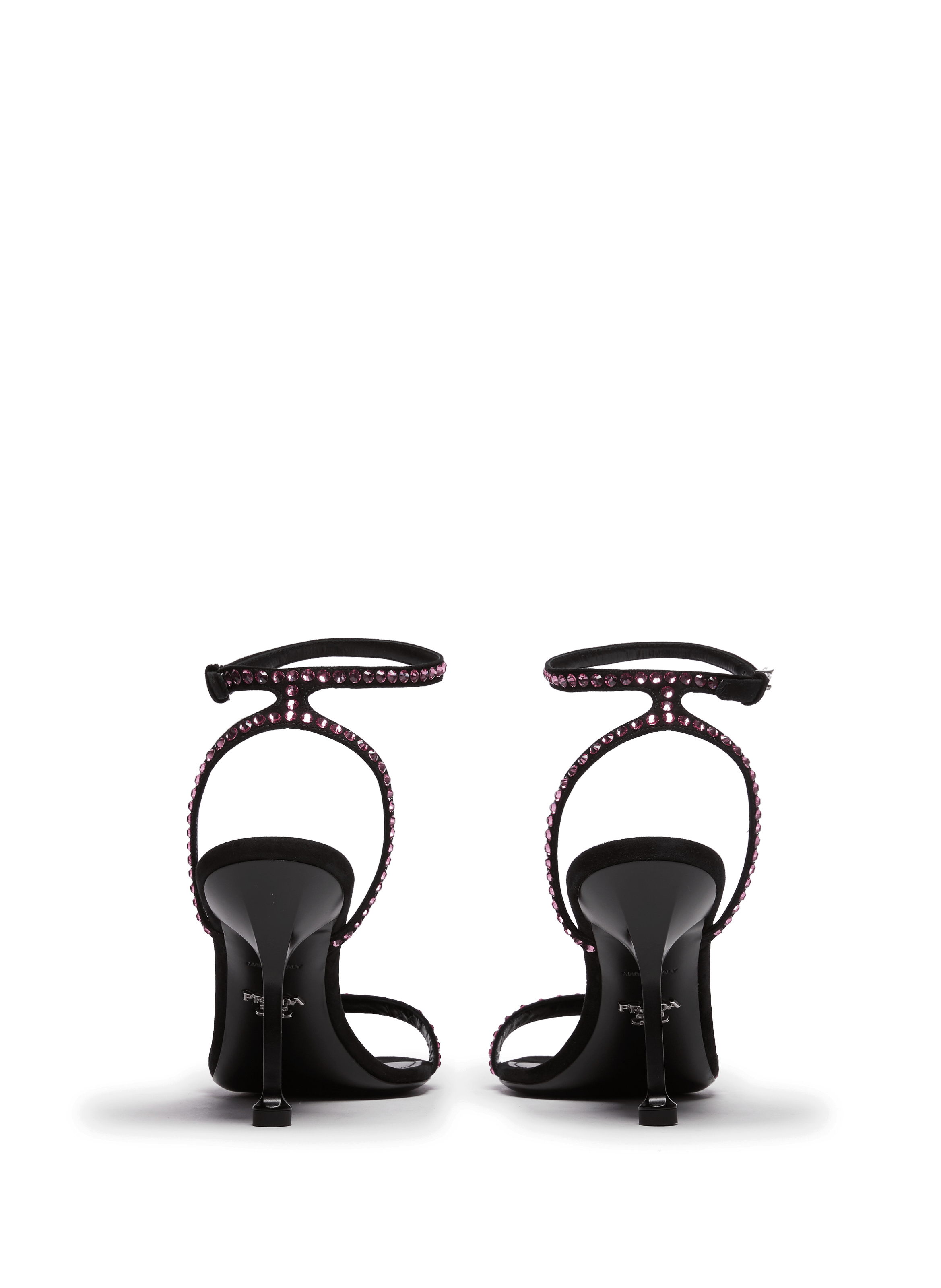 Leather and rhinestone Sandals PRADA Pink