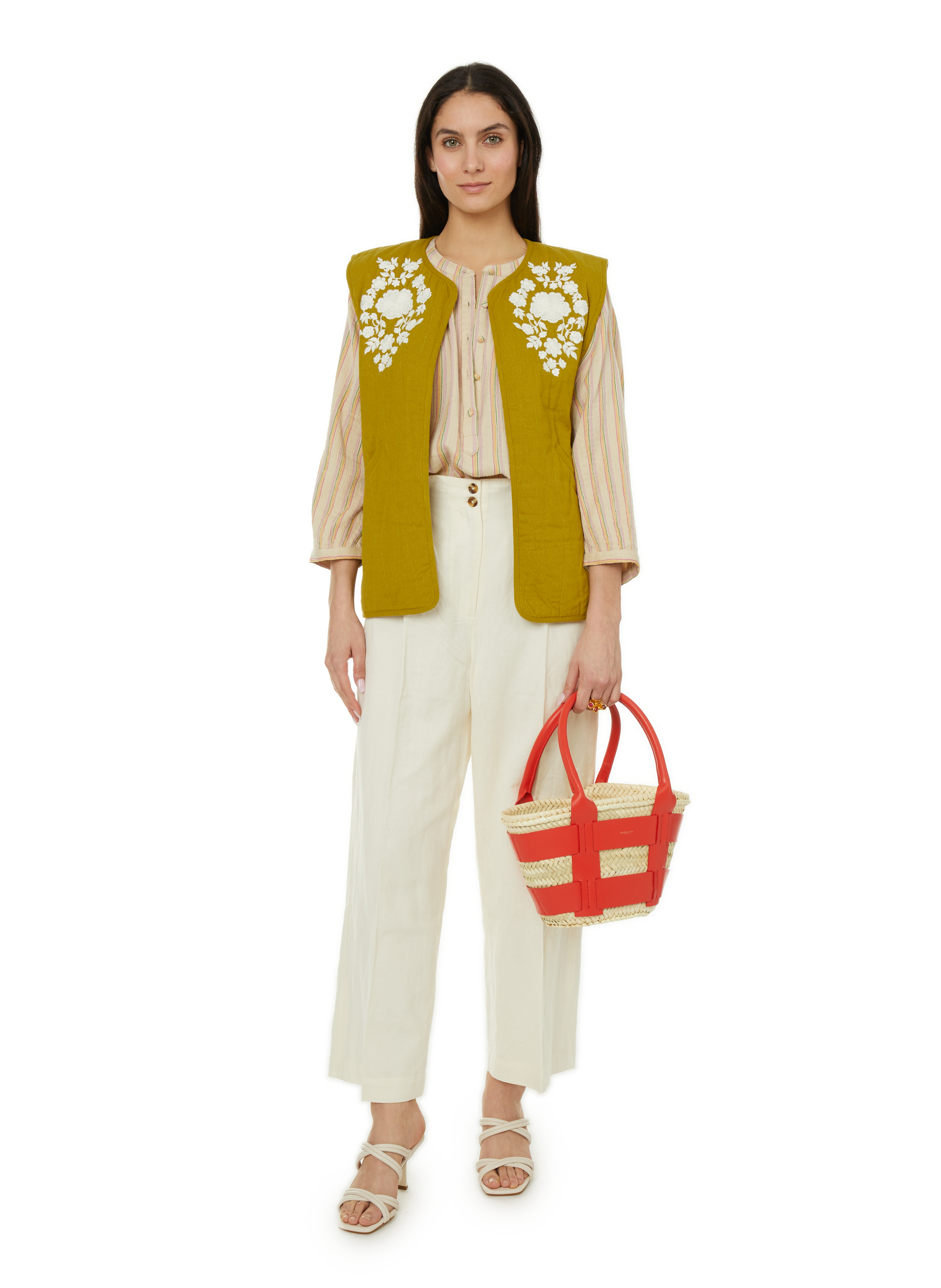 Pantalon en coton et lin LOUISE MISHA Blanc