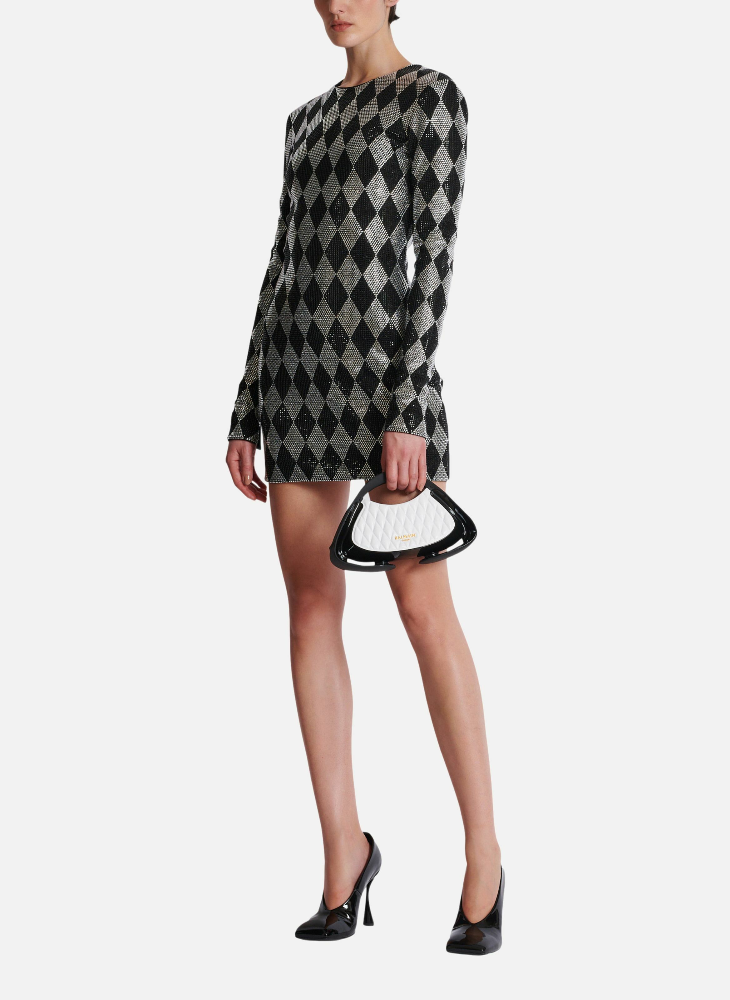 Robe courte en strass diamond BALMAIN Noir