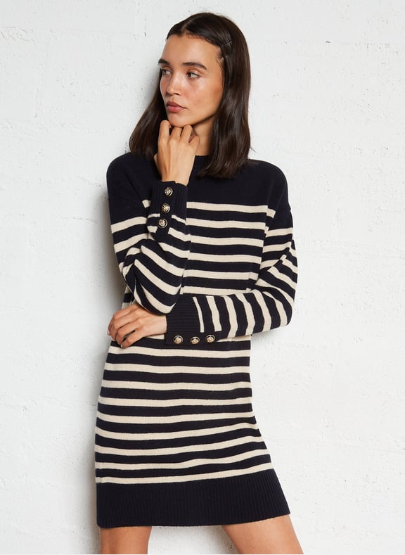 Robe droite col rond en laine laetitia Bleu by MAISON 123 MAISON 123 Robe droite col rond en laine laetitia Bleu