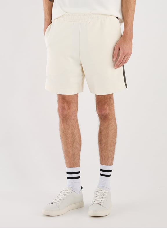 Elastic Waist Striped Shorts Beige by LYLE & SCOTT LYLE & SCOTT Elastic Waist Striped Shorts Beige