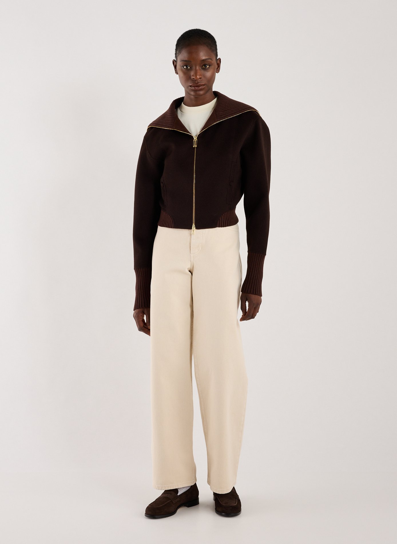 Veste courte en laine et cachemire VICTORIA BECKHAM Marron