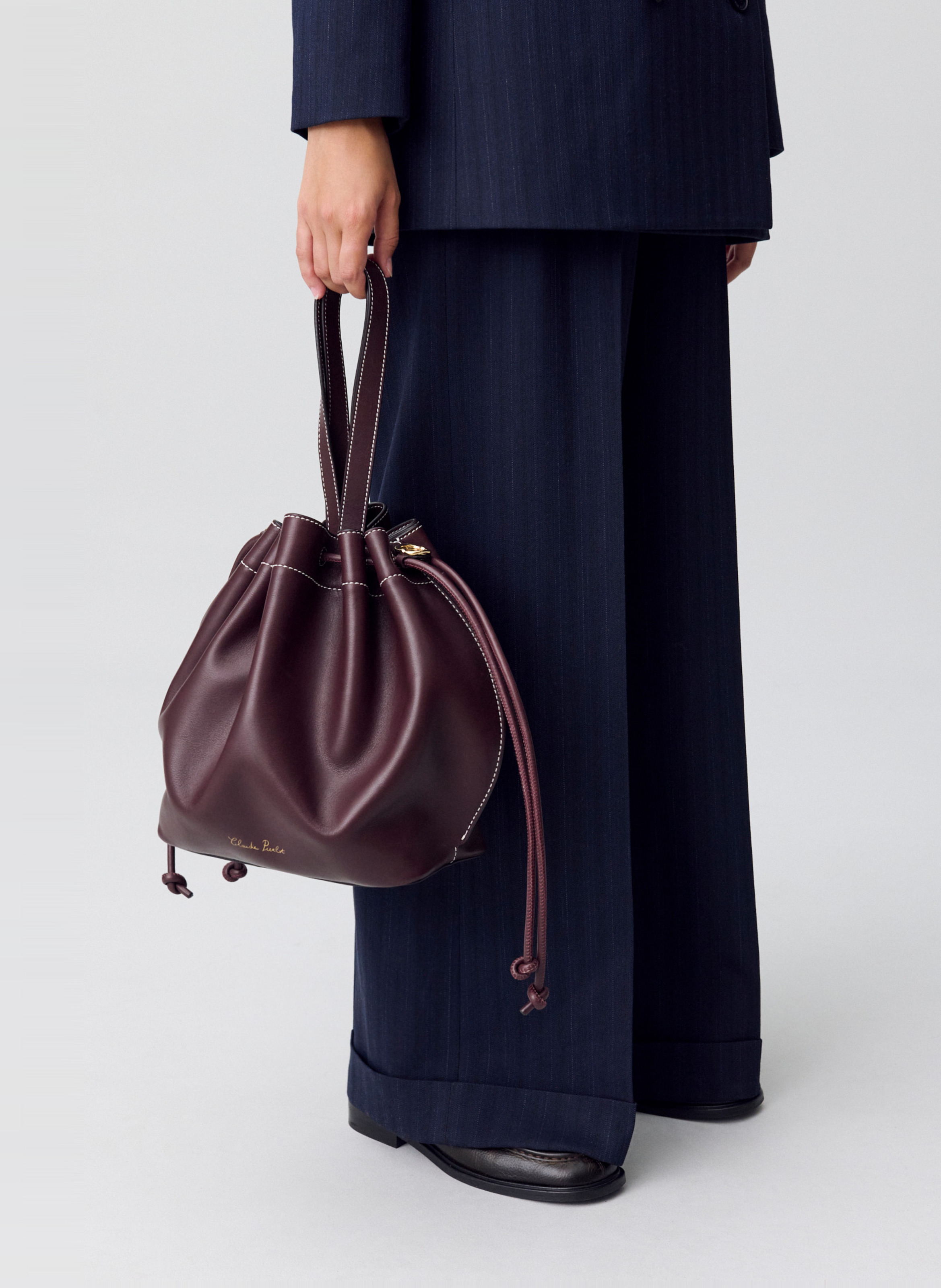 Cabas en cuir lisse CLAUDIE PIERLOT Rouge