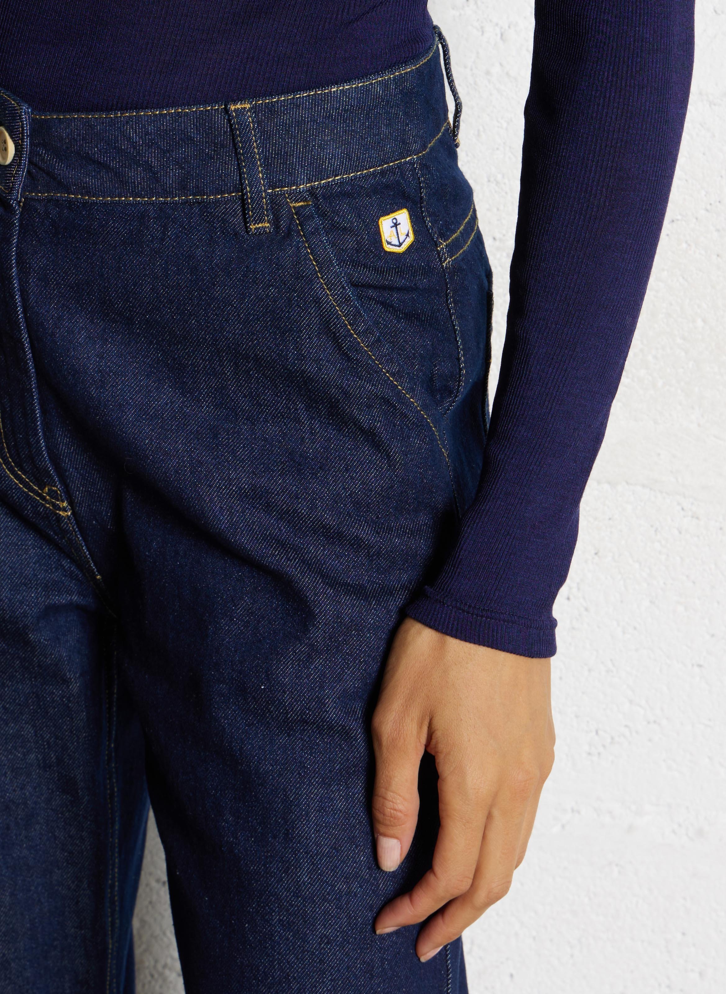 Jean évasé taille haute en coton heritage ARMOR-LUX Bleu