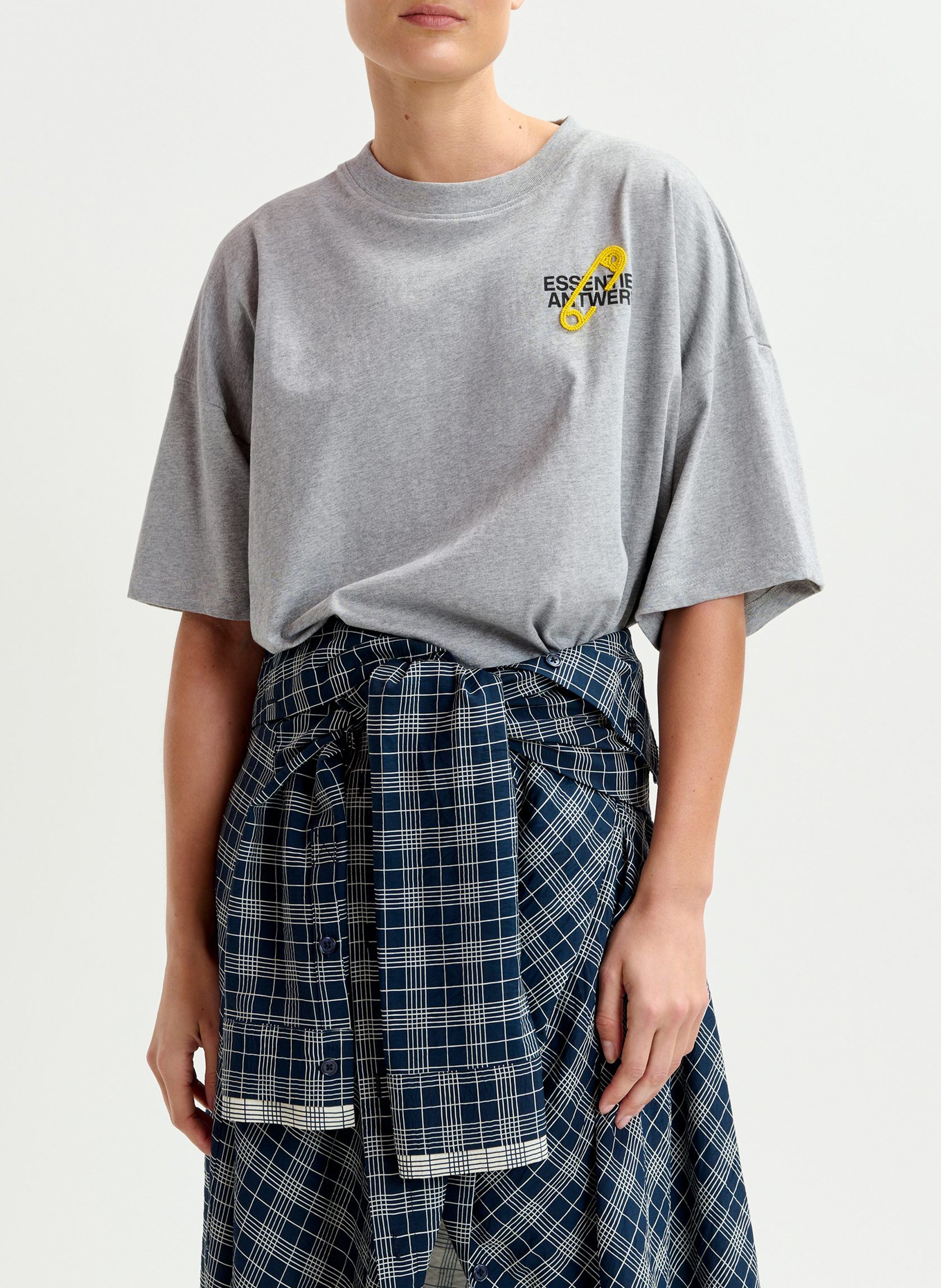 ESSENTIEL ANTWERP Tee-shirt col rond en coton bio ipin Gris