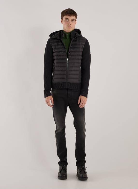 Veste droite bi-matière | Noir by JOTT Veste droite bi-matière Noir