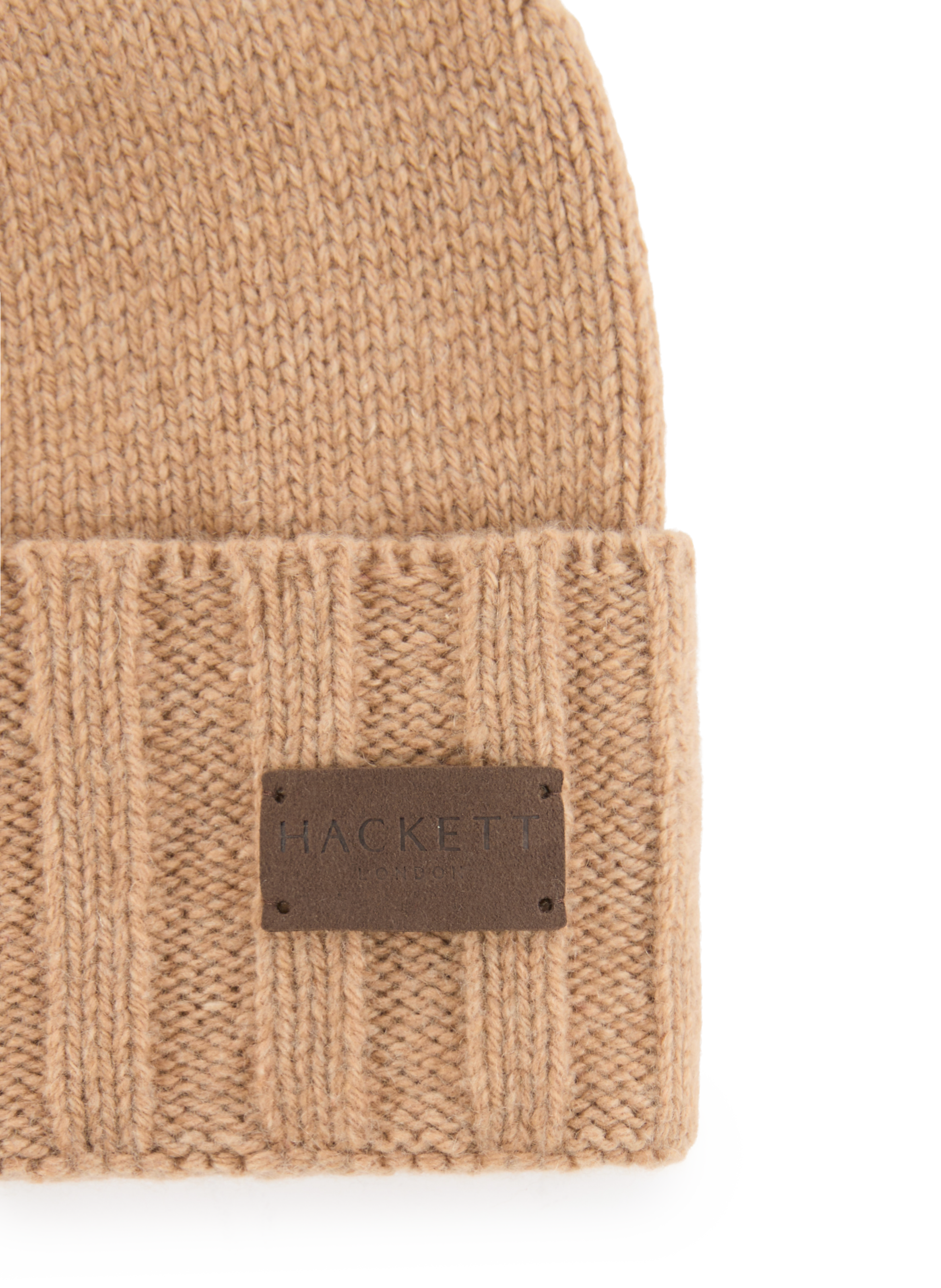 Bonnet côtelé en cachemire mélangé HACKETT Beige
