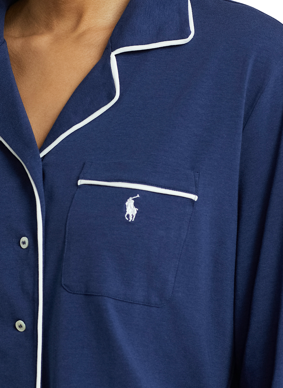 Ensemble de pyjama uni en coton mélangé POLO RALPH LAUREN Bleu