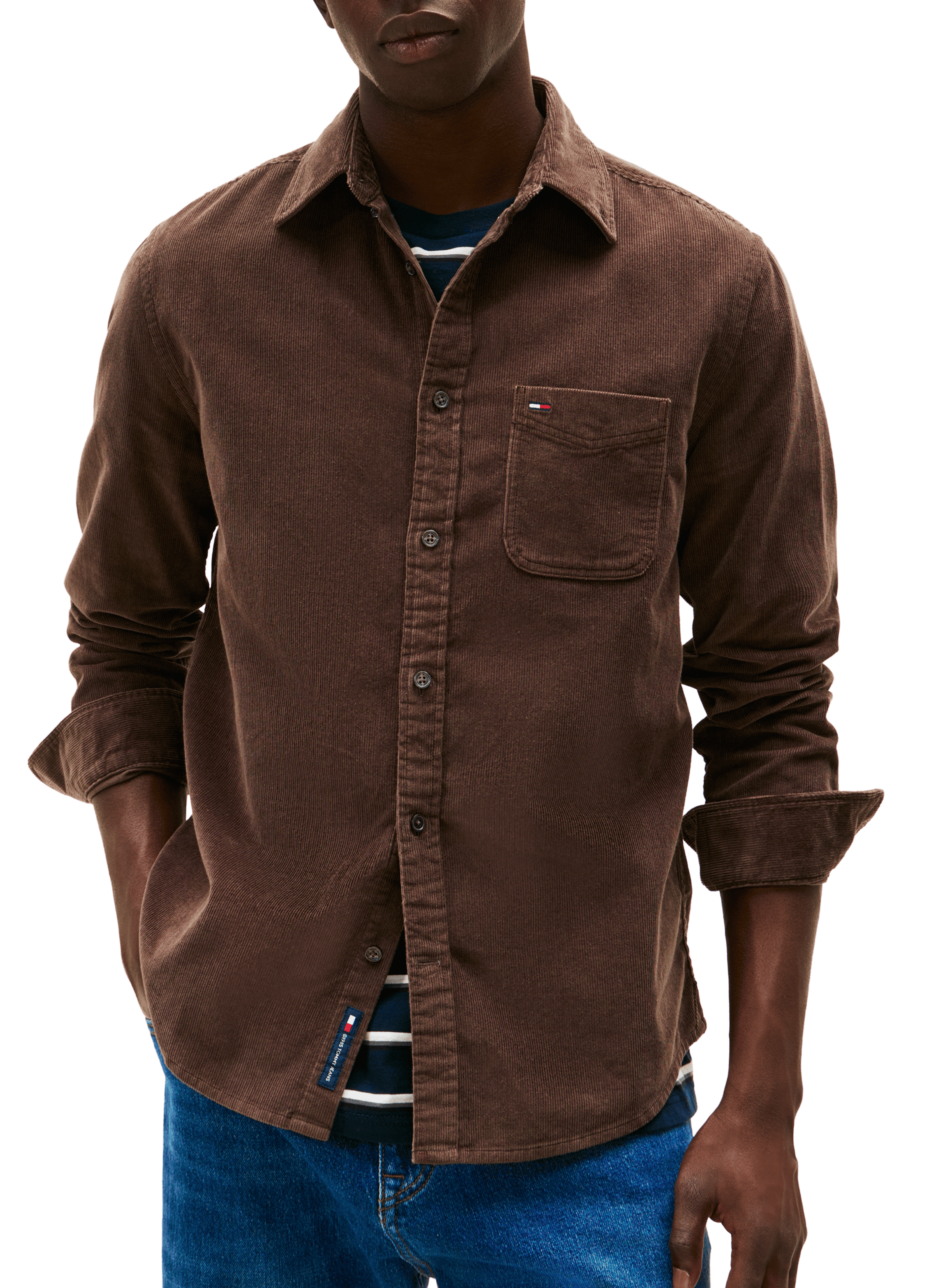 Long-sleeved velvet shirt TOMMY HILFIGER Brown