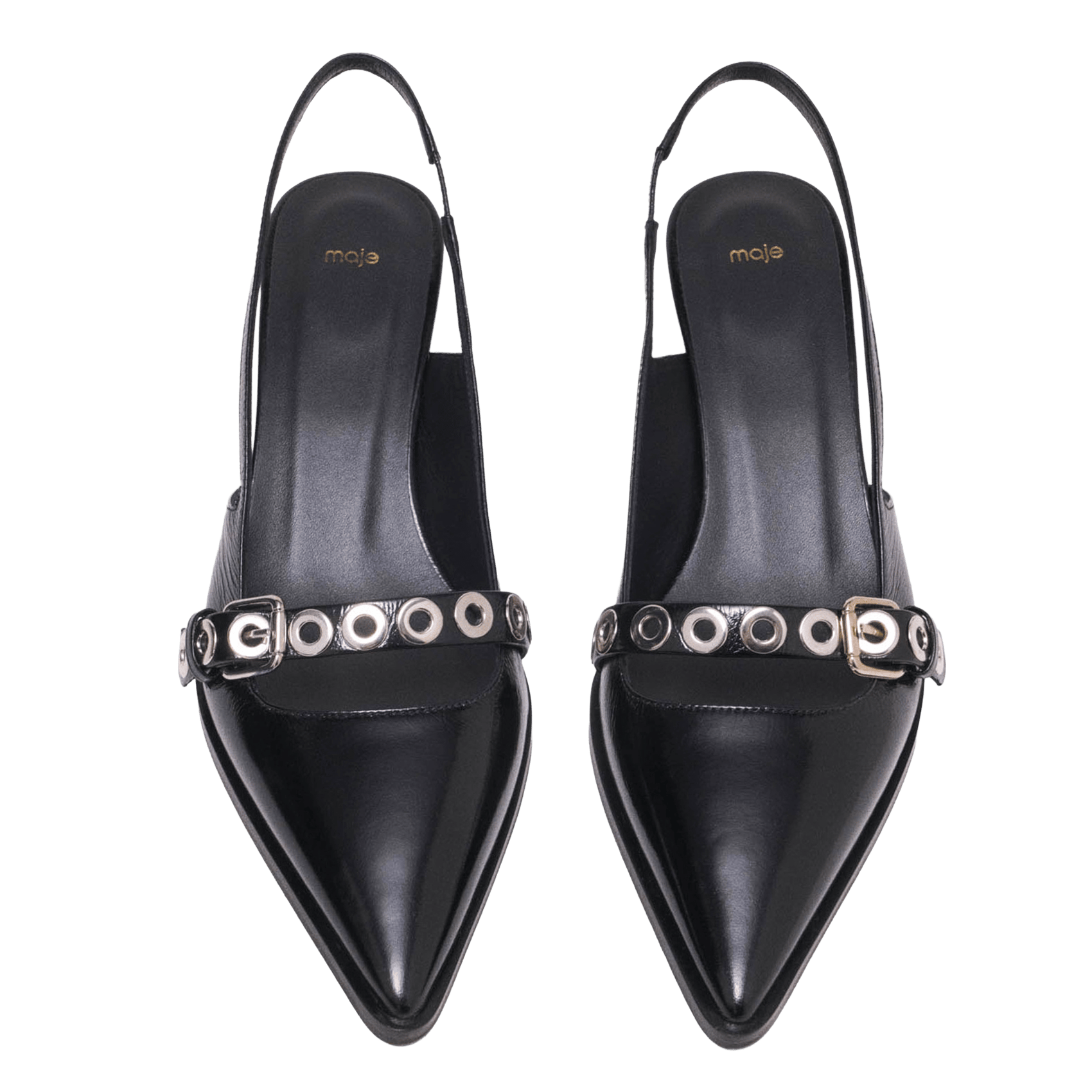 Escarpins slingback en cuir lisse Noir