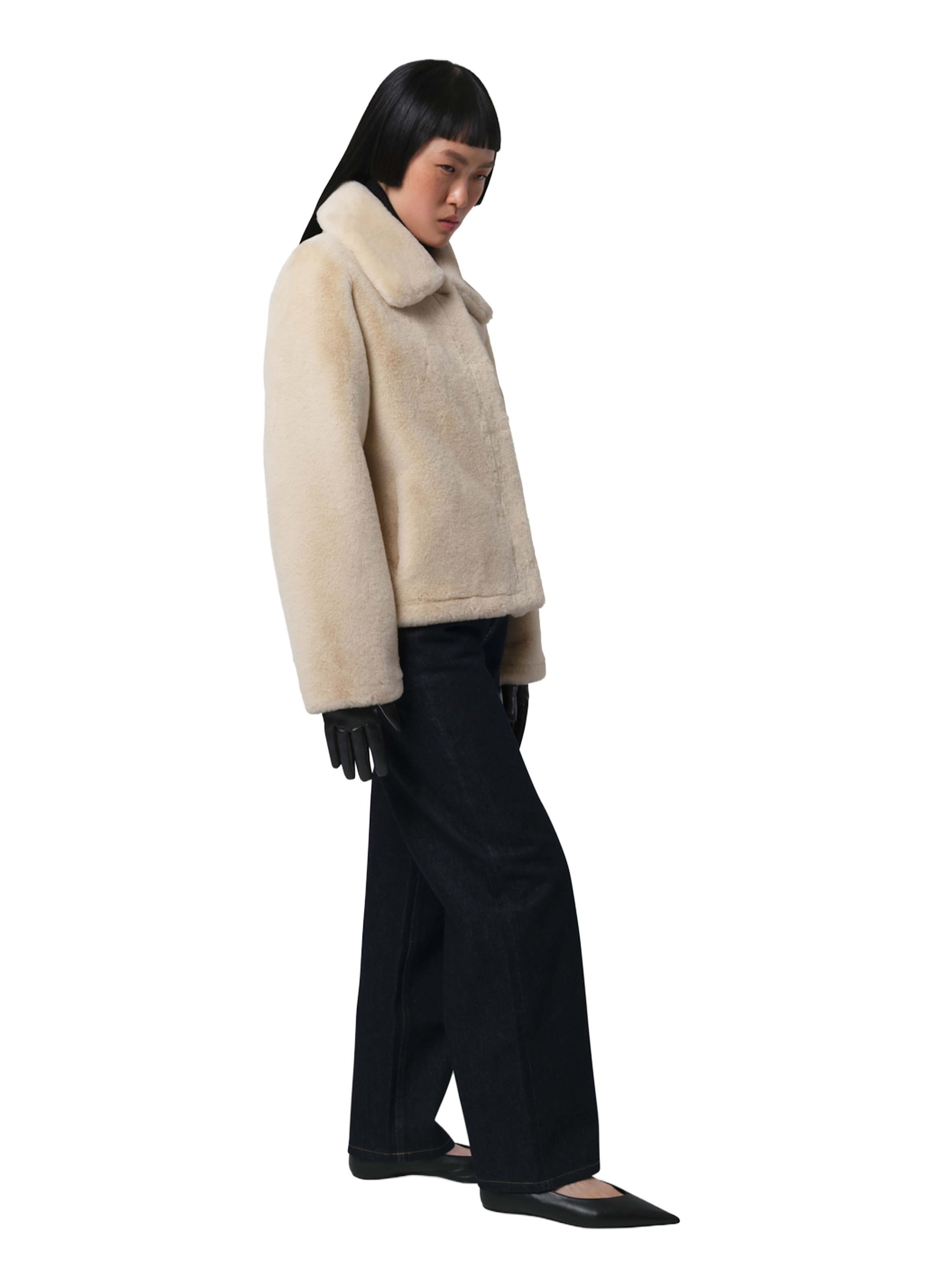 Coat with classic fur collar APPARIS White